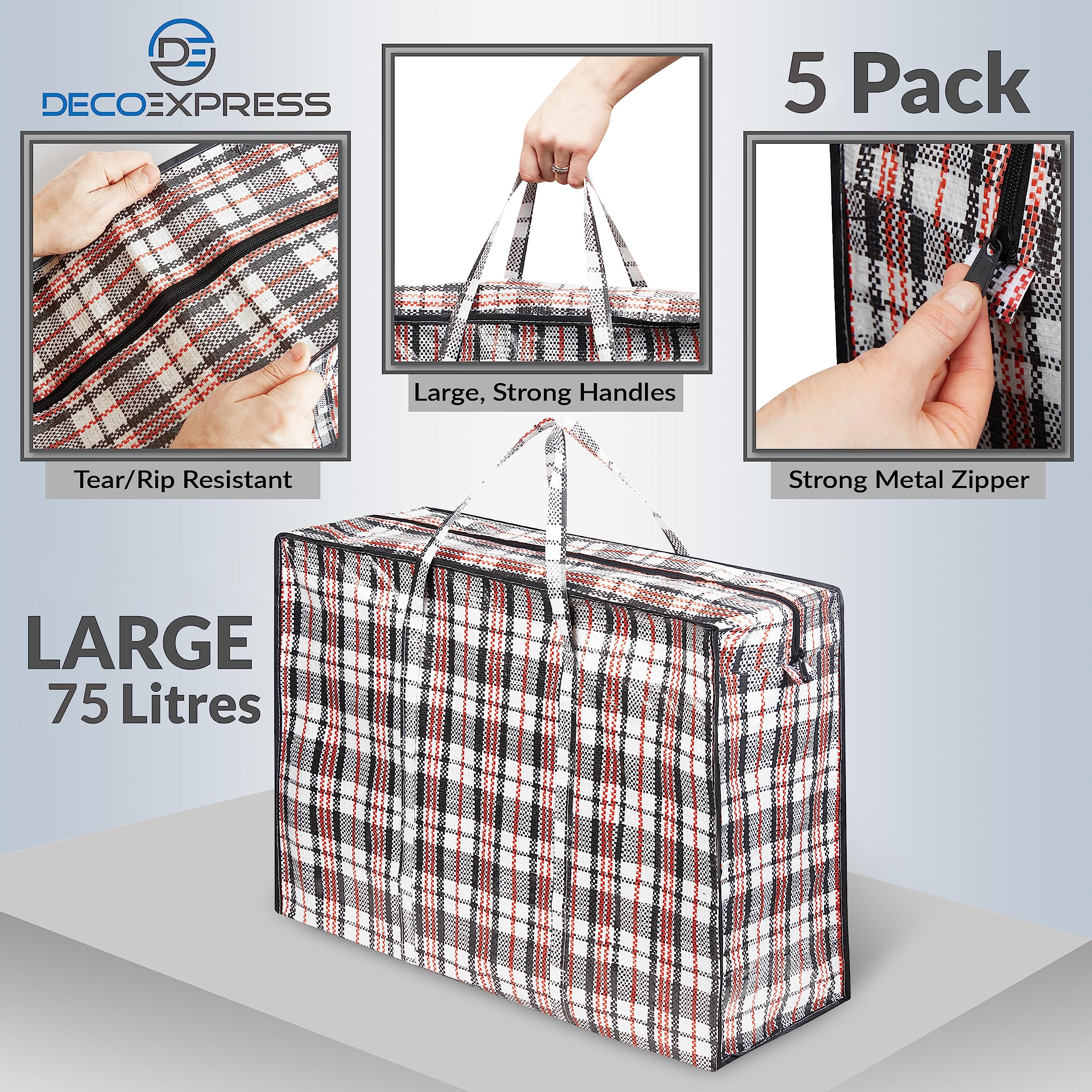 Extra Large Heavy Duty Laundry Storage Bags - 5 Pack Reusable Zippered Nylon Organizers for Clothes, Wardrobe & Moving | Perfect for Travel, College Dorm, Home Organization & Closet Storage