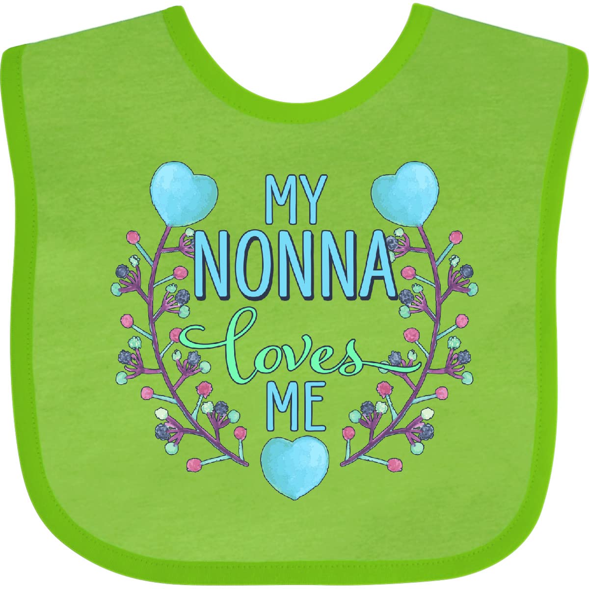 Inktastic My Nonna Loves Me Floral Heart Baby Bib - Soft Cotton Drool Bib for Infants, Perfect for Feeding, Playtime & Photo Shoots