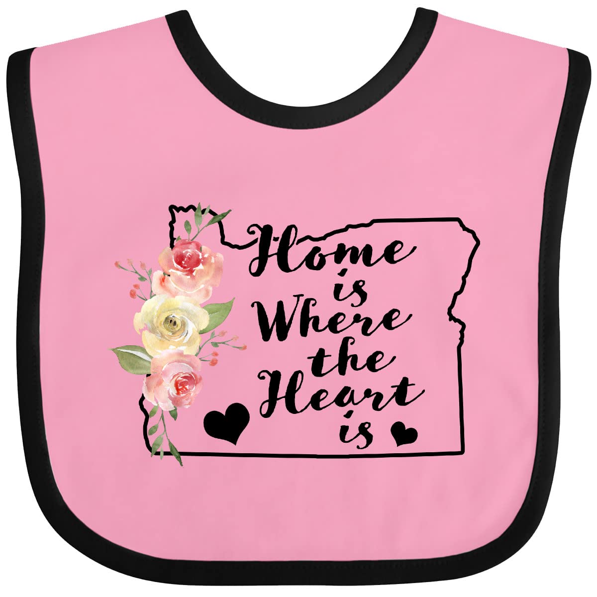 Inktastic Oregon Home Is Where the Heart Is Watercolor Floral Baby Bib - Soft & Absorbent for Infants, Perfect for Feeding Time & Messy Play
