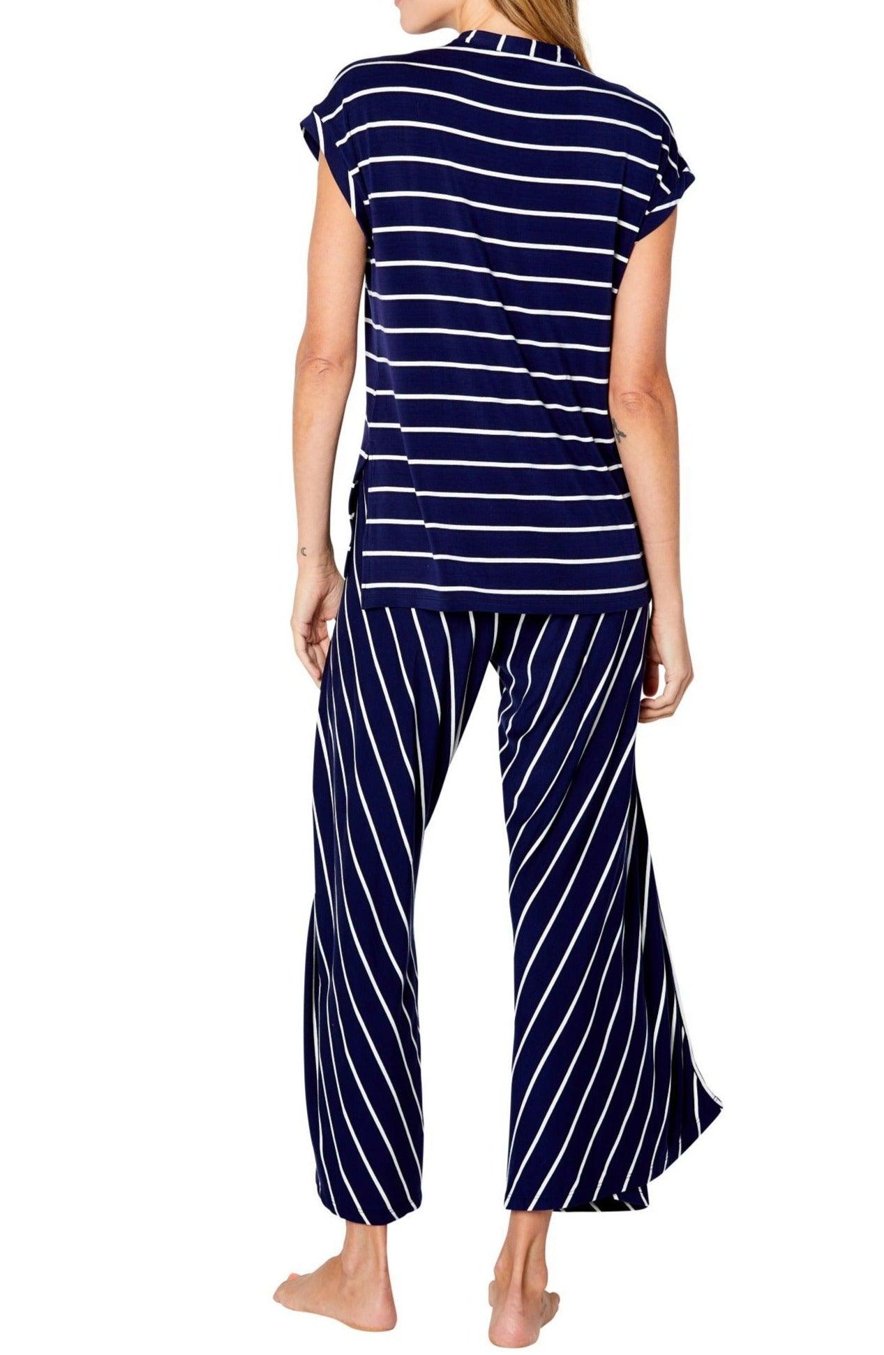 Marina Drop Shoulder Loungewear Set - Women's Casual Two Piece Outfit with Comfortable Short Sleeve Top & Lounge Pants | Perfect for Home Relaxation, Yoga, and Weekend Wear