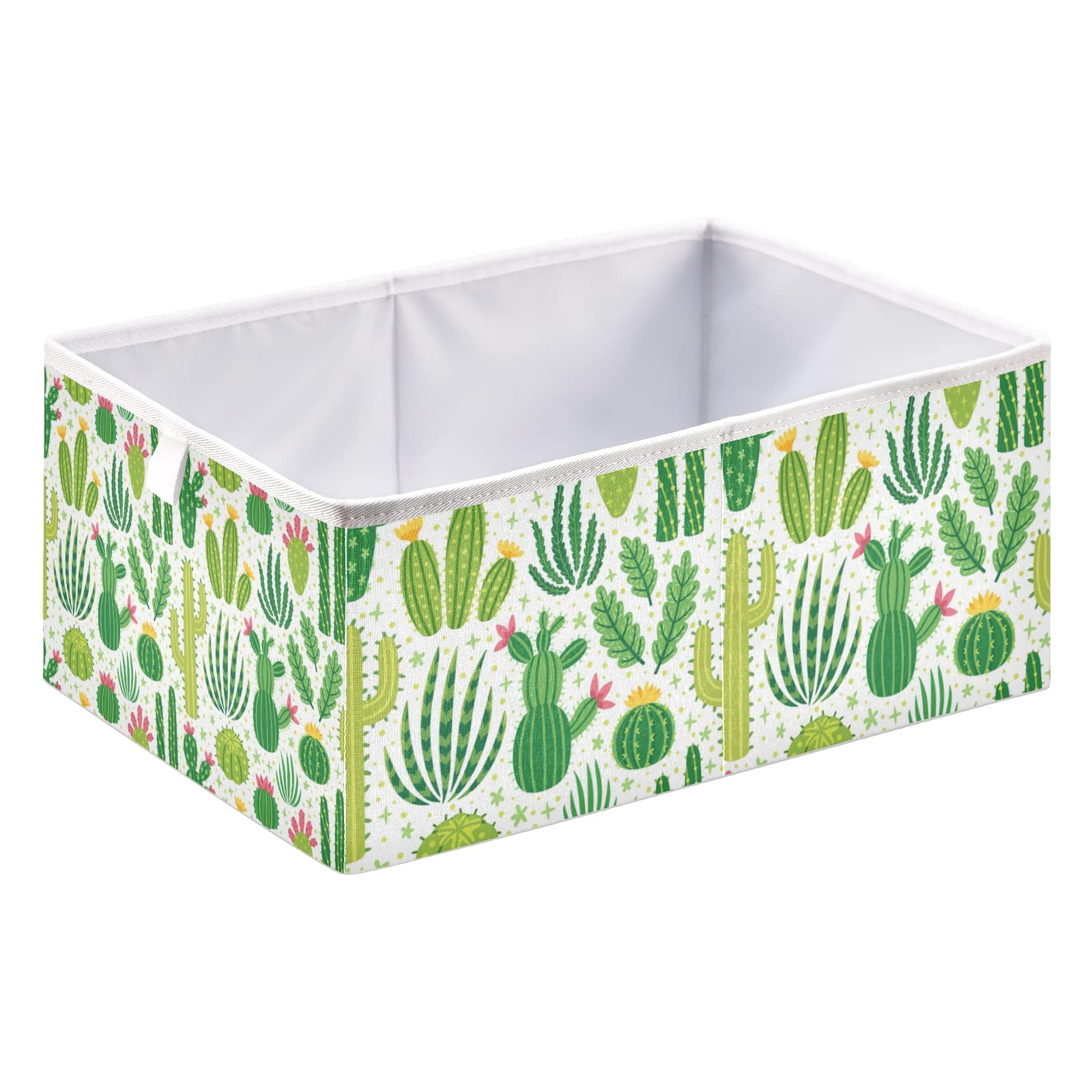 Large Collapsible Rectangular Storage Basket - Cactus Floral Design Laundry Bin & Toy Organizer for Nursery, Kids Room & Home Organization | Perfect for Toys, Clothes & Household Items