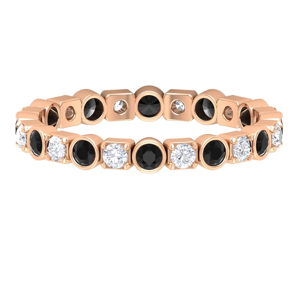 3/4 CT Black Spinel and Diamond Eternity Ring for Women - 14K Solid Gold Wedding Band, Anniversary Gift, Stackable Ring for Everyday Wear or Special Occasions