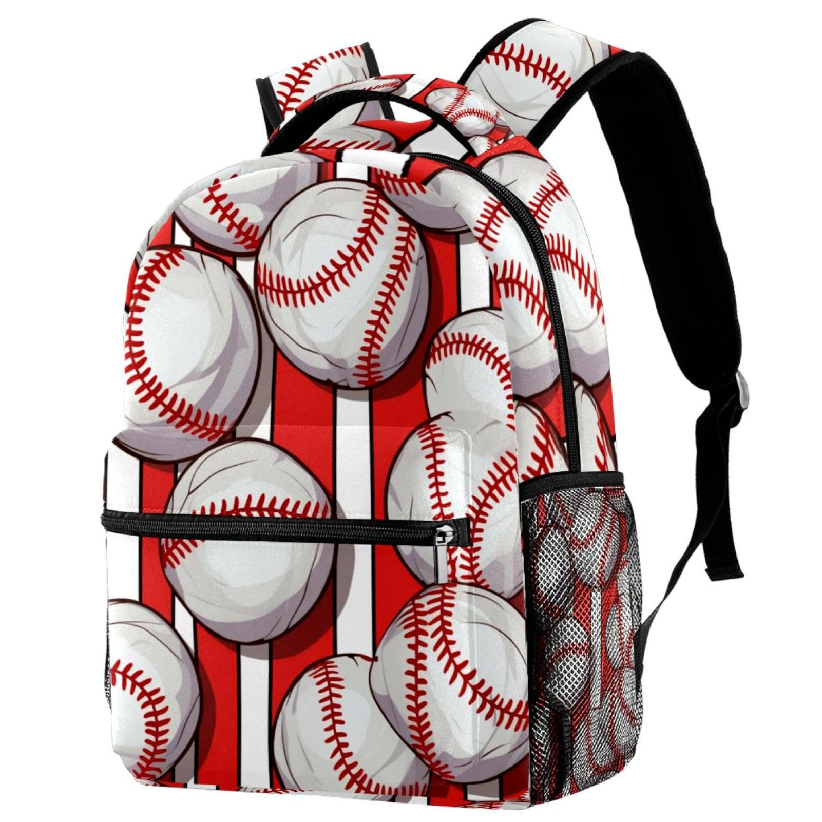 Stylish Travel Backpack for Women & Men - Baseball Red Stripes Design - Durable Carry-On Backpack for Commuting, Hiking & College Campus Use