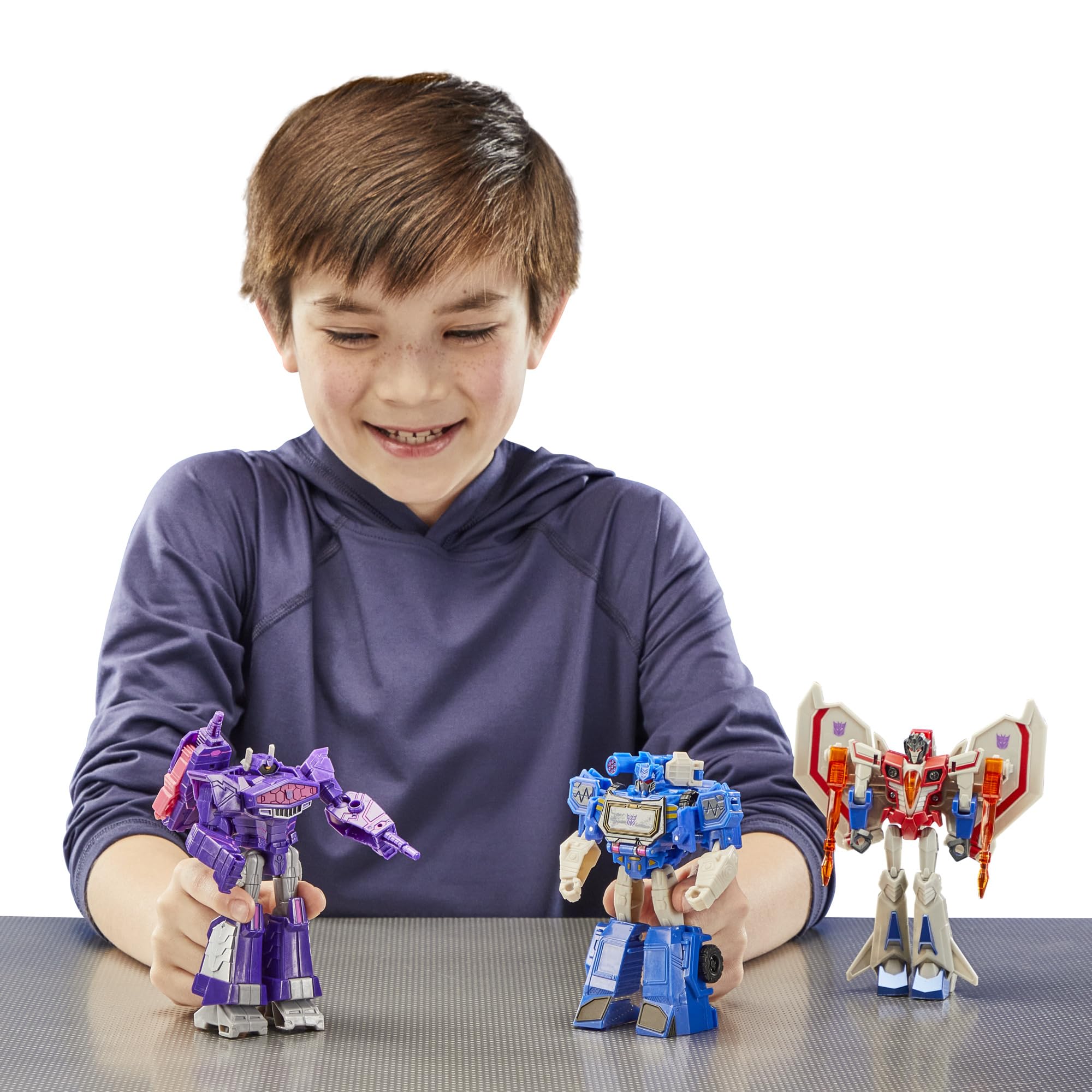 Transformers Decepticon Commander 3-Pack: Starscream, Shockwave & Soundwave 5-Inch Robot Action Figures for Kids Ages 6+ | Interactive Collectible Toys for Boys & Girls | Amazon Exclusive | Perfect for Playtime, Birthday Gifts & Collector Displays