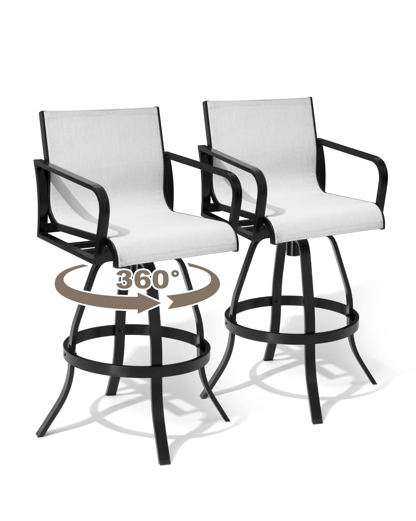Pellebant Swivel Bar Stools Set of 4 - Indoor/Outdoor Bar Height Chairs with Sunbrella Fabric & Aluminum Frame - All-Weather Patio Furniture for Poolside, Garden, Backyard - Perfect for Outdoor Dining, Entertaining & Relaxation