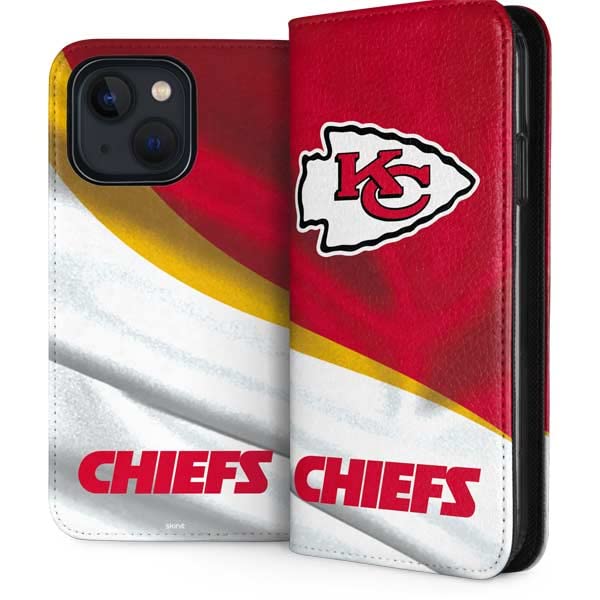 Officially Licensed NFL Kansas City Chiefs iPhone 13 Phone Case - Durable Protective Folio Cover with Card Slots | Perfect for Football Fans, Game Days & Everyday Use