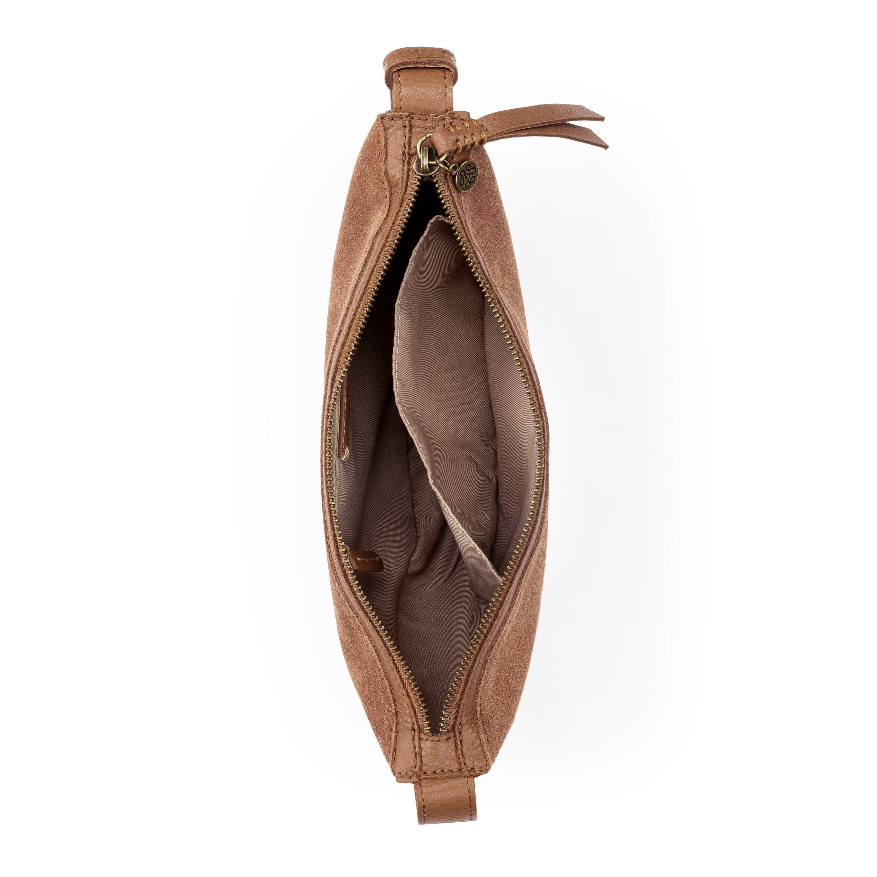 Premium Leather Tess Sling Bag in Tobacco Suede - Stylish Crossbody Purse for Women, Perfect for Daily Use, Travel & Casual Outings