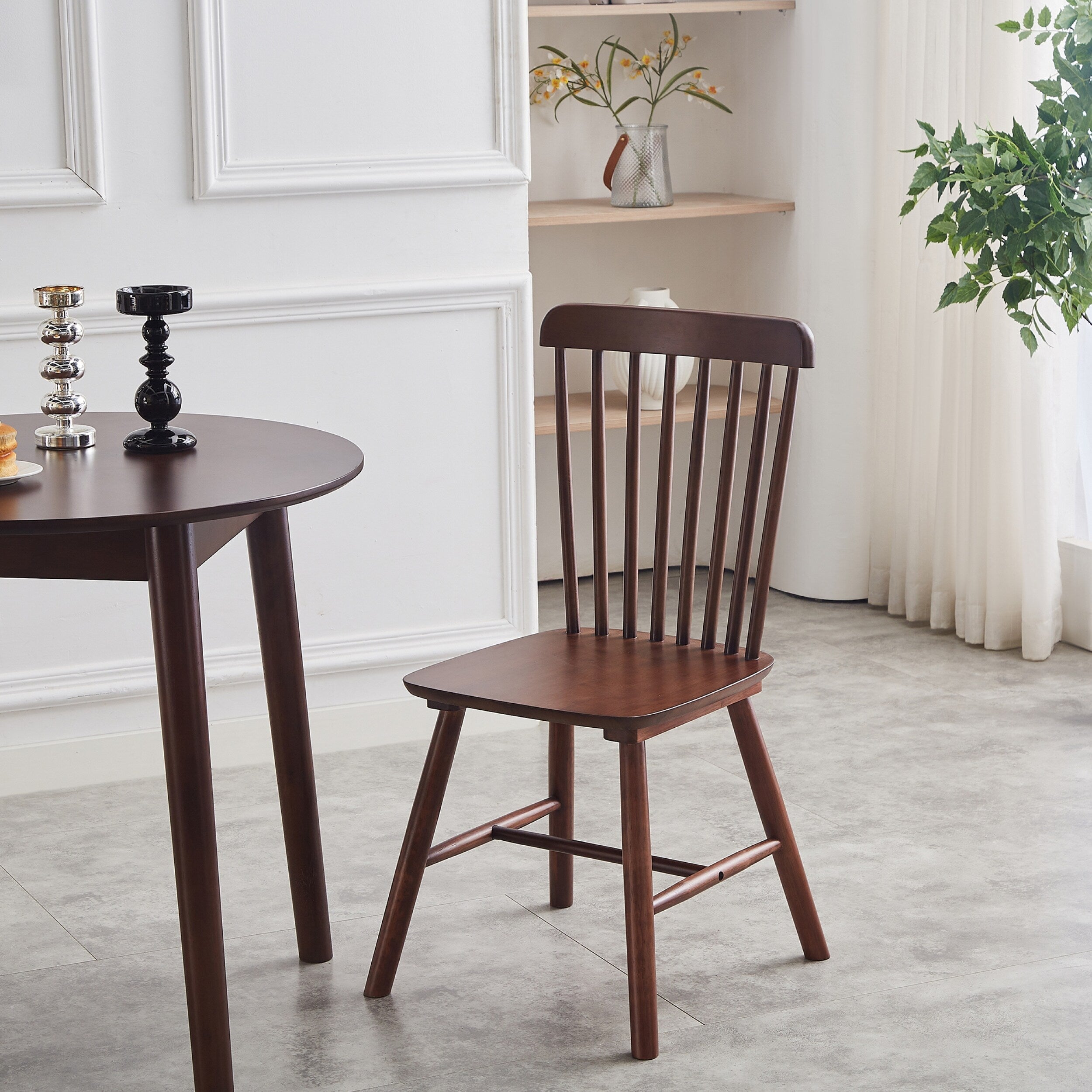 42.01 Inch Round Kitchen Dining Table for 4 - MDF Top with Wood Veneer & Rubberwood Legs - Perfect for Small Spaces, Breakfast Nook, and Cozy Family Meals