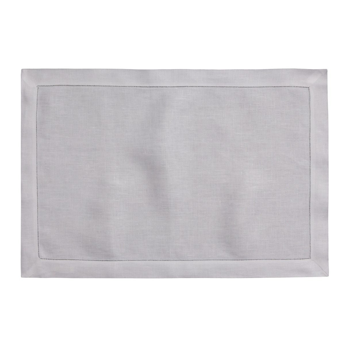 Classico White Hemstitched Linen Placemats - Set of 4 Elegant Dining Table Mats for Formal Dinner Parties, Wedding Decor & Home Entertaining