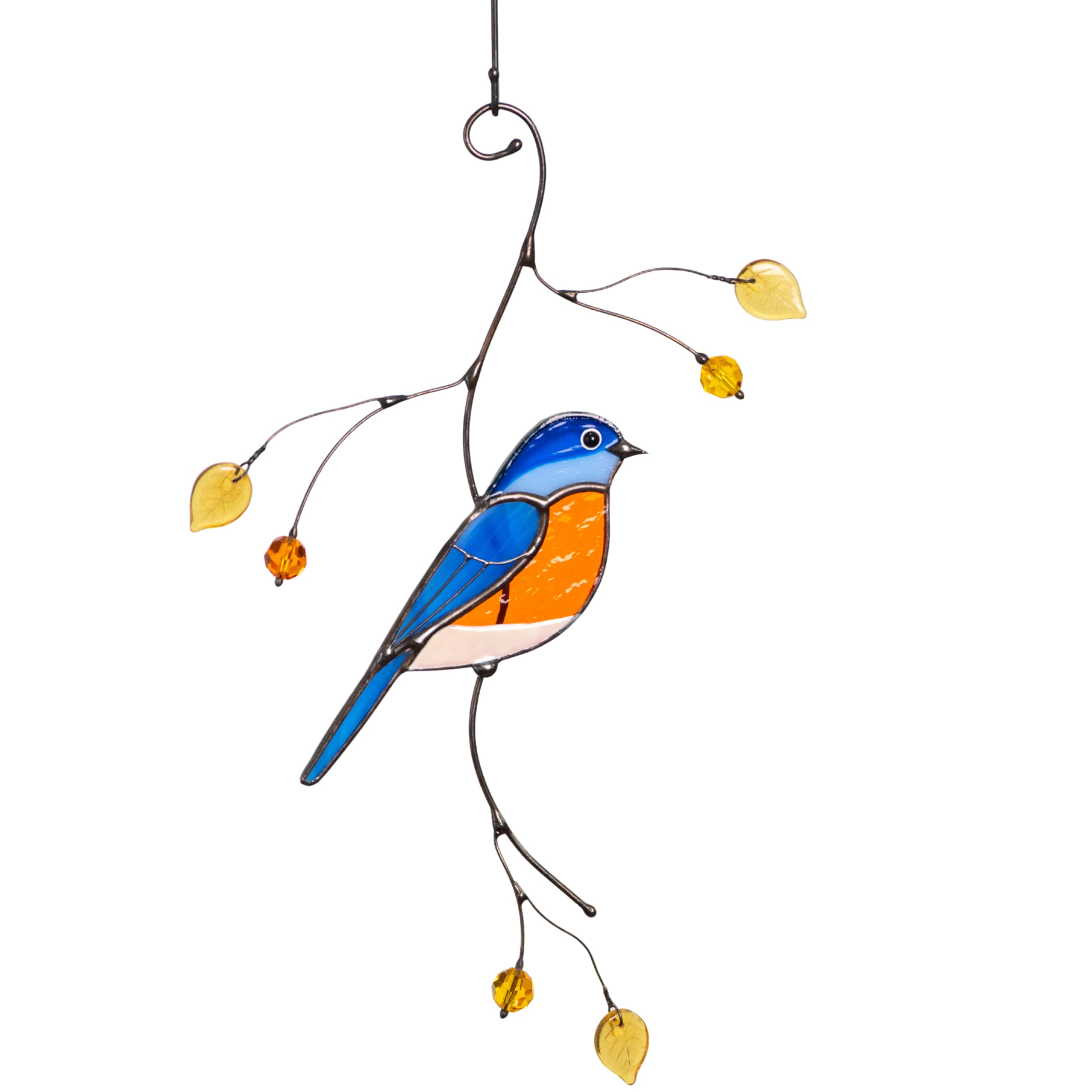Handmade Bluebird Stained Glass Suncatcher - Genuine Glass Window Hanging for Home Decor, Unique Indoor Ornament & Outdoor Garden Decoration | Perfect for Living Room, Bedroom, Patio & Gift Giving