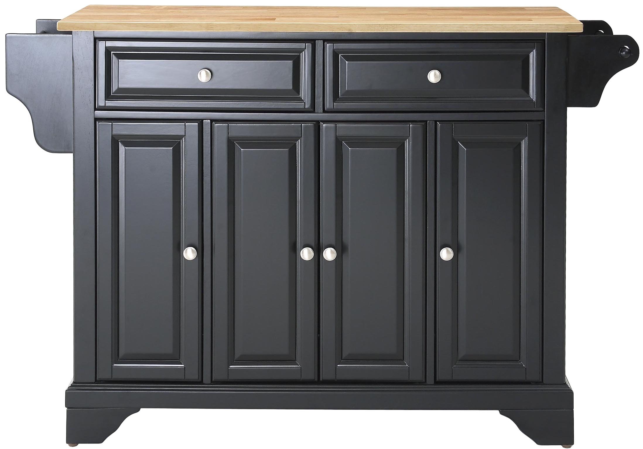 Crosley Lafayette Wood Top Rolling Kitchen Island Cart with Storage - Microwave Stand, Spice Rack, Black - Perfect for Small Kitchens, Pantry Organization & Extra Counter Space