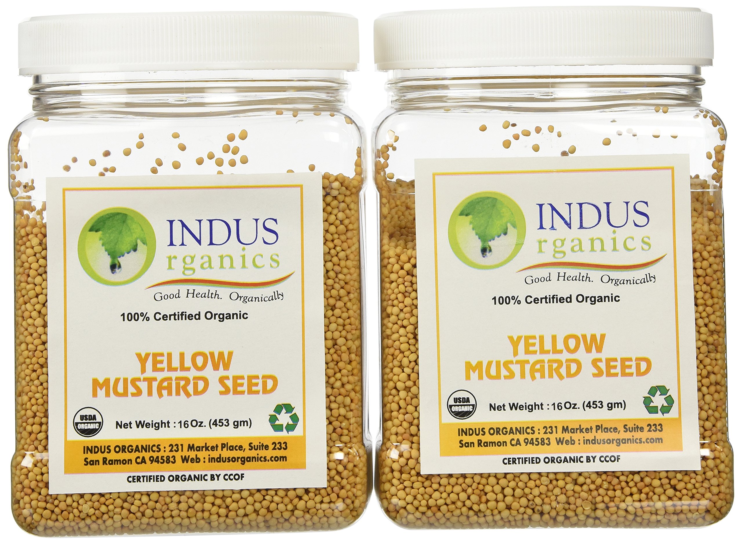 Organic Yellow Mustard Seeds 16oz (1LB) Jar - Non-GMO, Gluten-Free | Perfect for Pickling, Cooking & Salad Toppings | Freshly Packed for Maximum Flavor