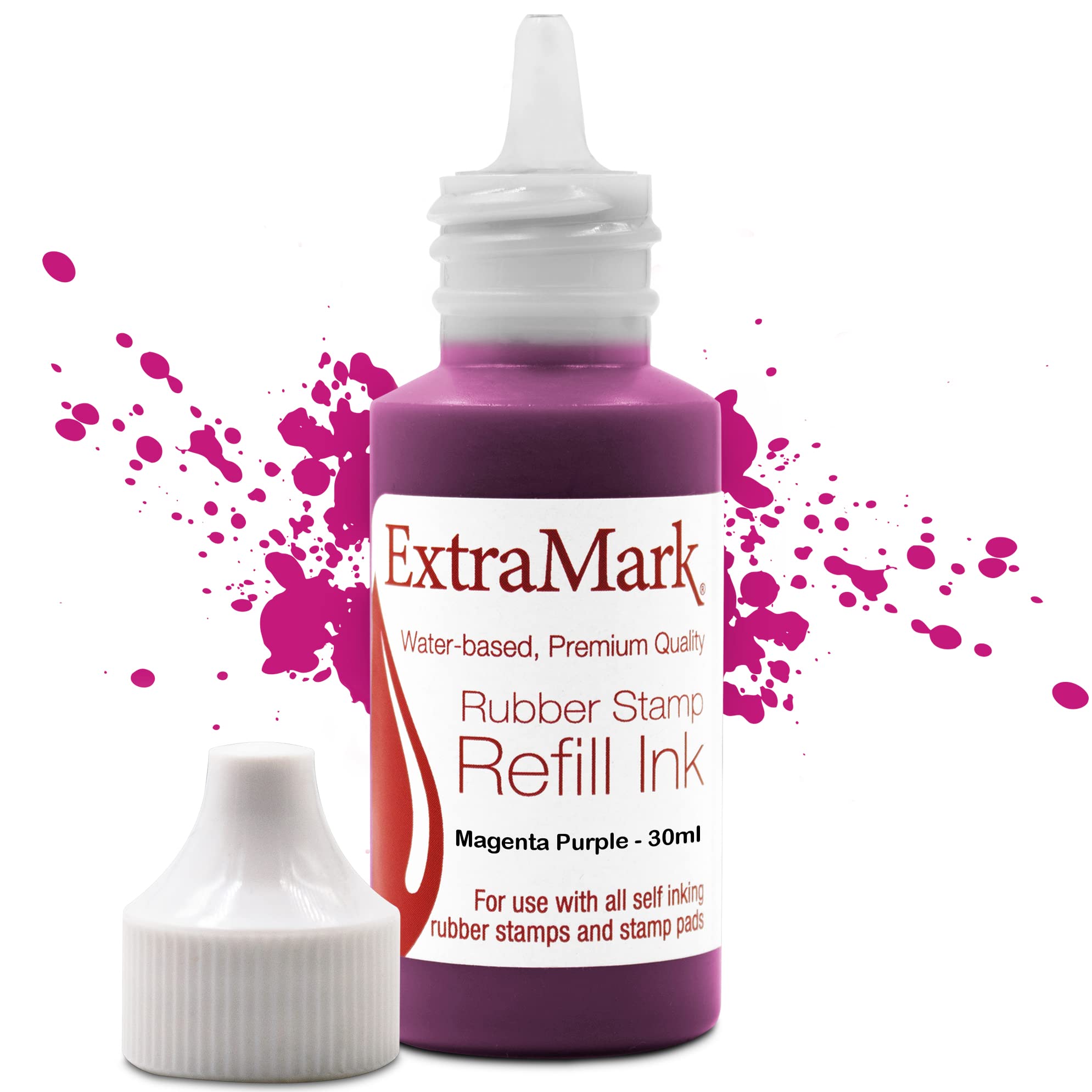 Premium Self-Inking Stamp Refill Ink - 30ml Magenta Purple Ink for Rubber Stamps & Stamp Pads | Perfect for Office, Crafting & Document Signing