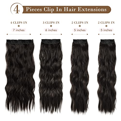 4PCS Clip-in Synthetic Hair Extensions - Long & Thick Hair Extensions for Women - Perfect for Parties, Weddings & Everyday Styling