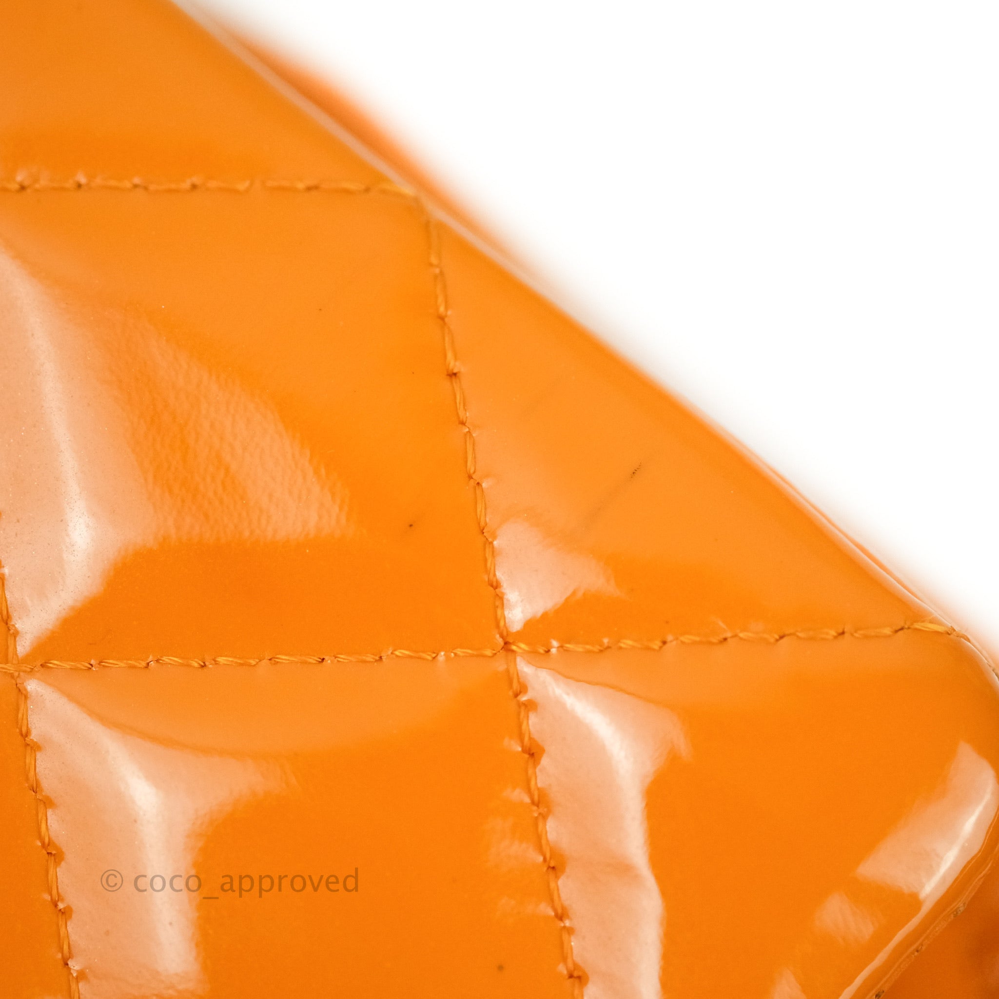 Chanel Classic M/L Medium Double Flap Bag in Orange Patent Leather with Silver Hardware - Perfect for Evening Events & Luxury Fashion Accessories
