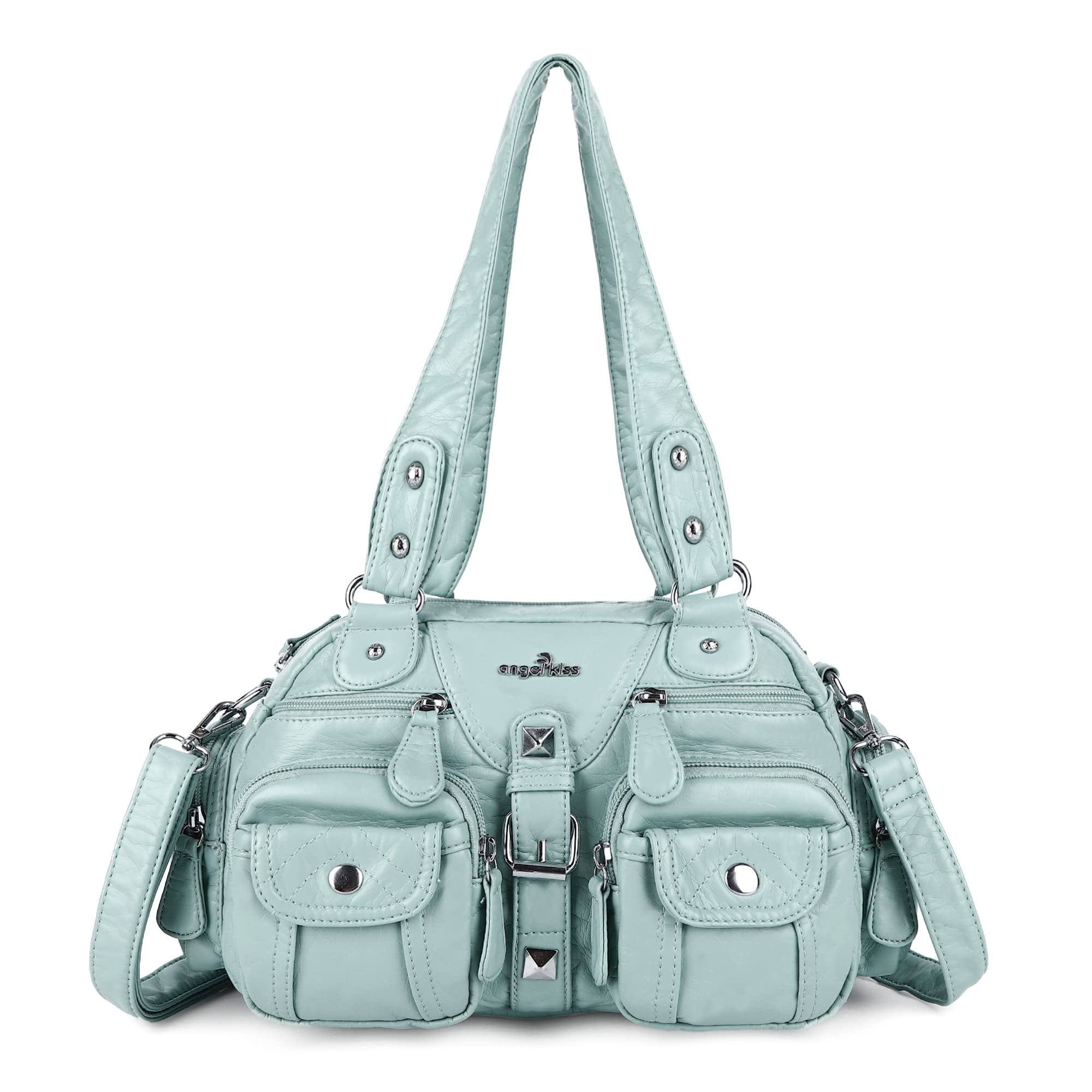 Angel Kiss Women's Soft Leather Hobo Crossbody Shoulder Bag with Removable Strap & Multiple Pockets - Perfect for Work, Travel & Everyday Use