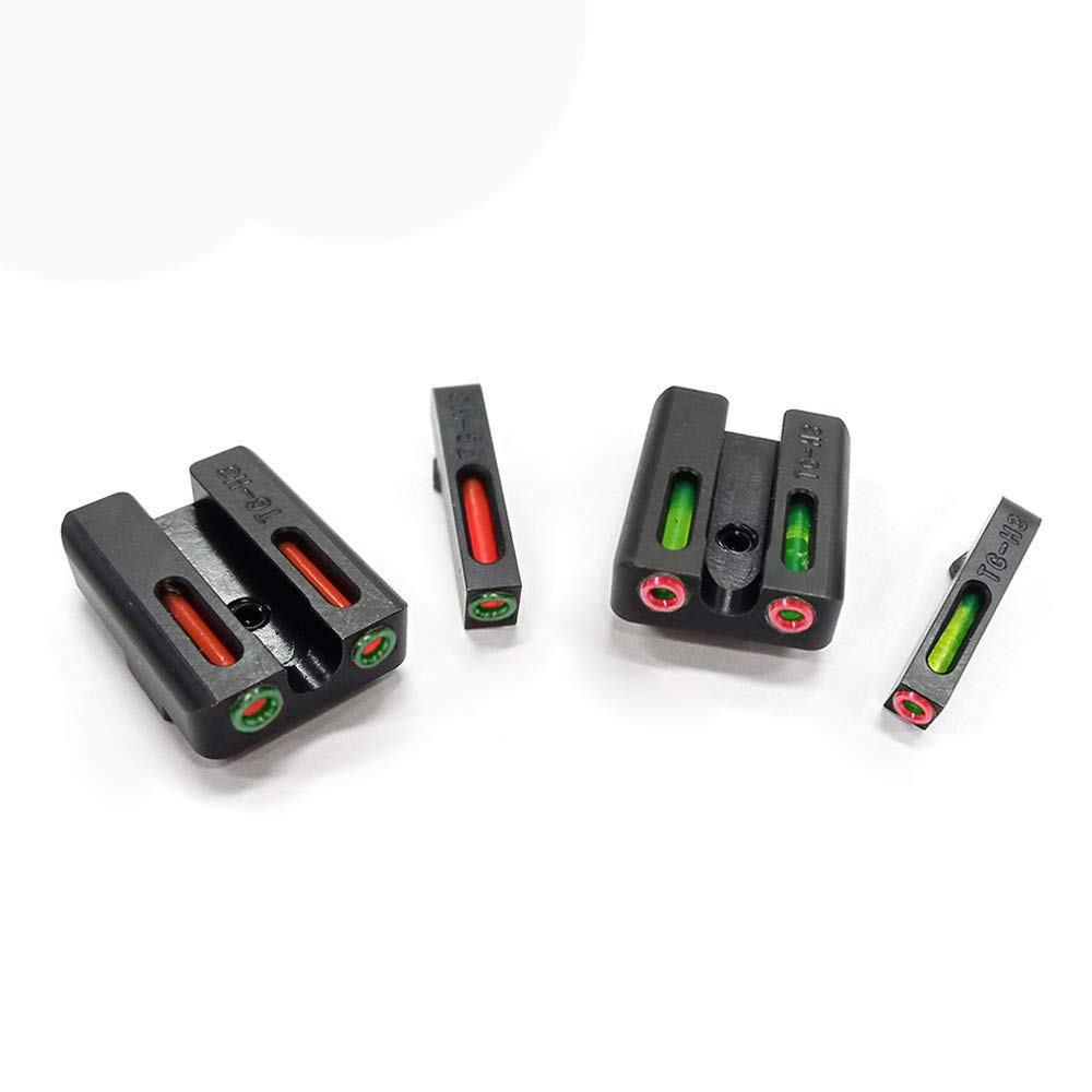 **High-Visibility Red & Green Fiber-Optic Sights for Glock Pistols – Front & Rear Handgun Sights – Perfect for Low Light & Tactical Shooting**