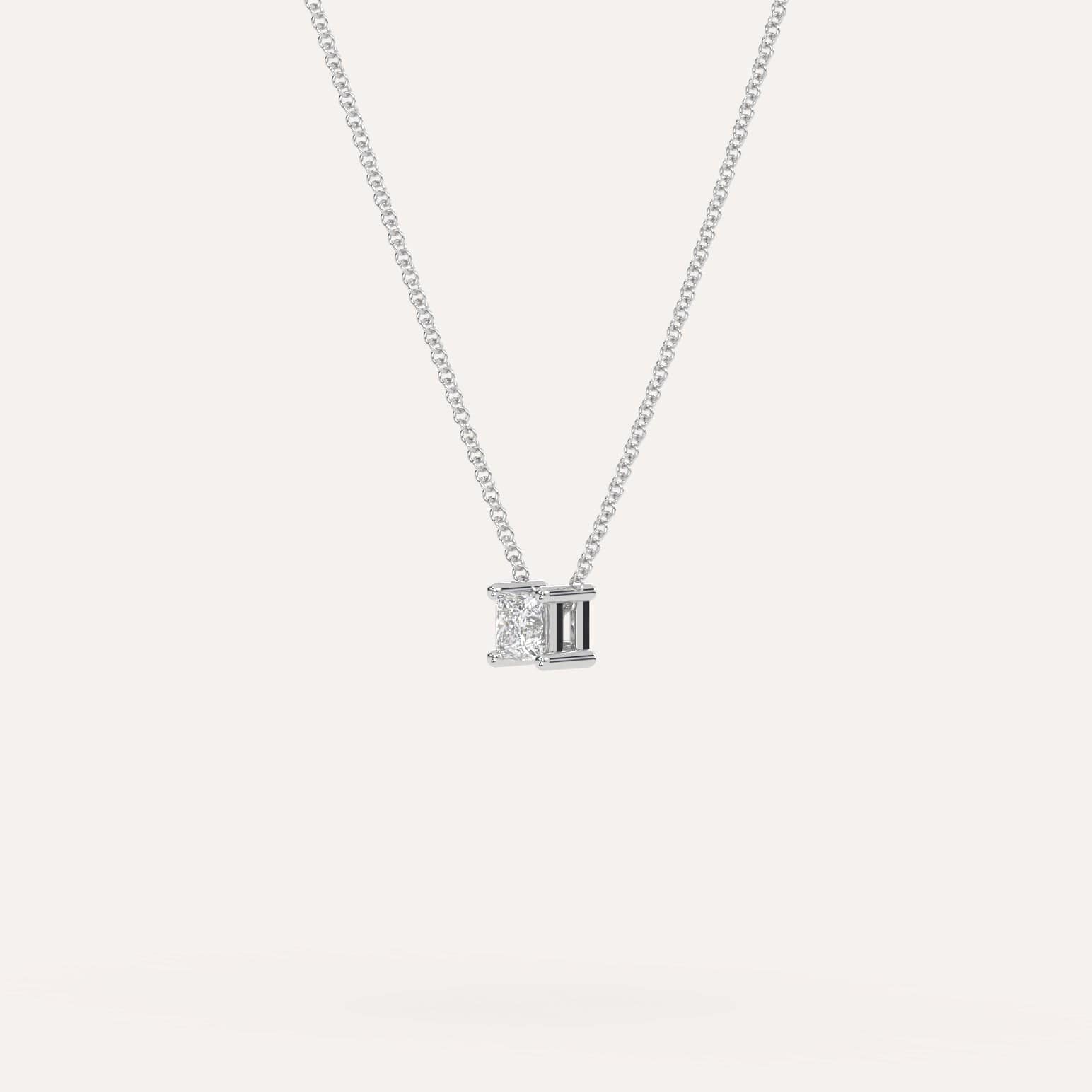 1/4 Carat Princess Cut Floating Diamond Necklace for Women - Elegant Pendant Jewelry Gift for Anniversary, Birthday & Special Occasions