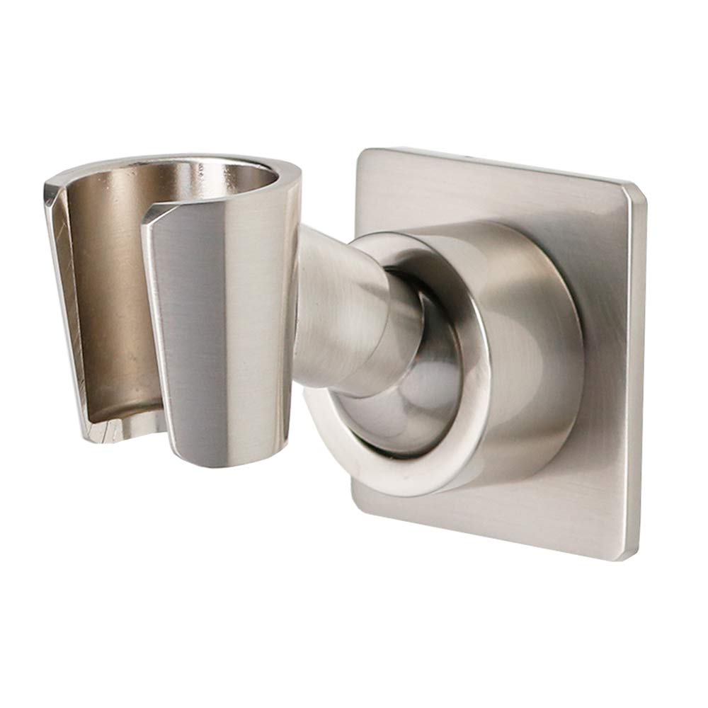 All Metal Handheld Shower Wand Bracket - Brass & Brushed Nickel Shower Head Holder - No Drill Adhesive Wall Mount for Easy Installation - Perfect for Bathroom, RV & Small Space Showers