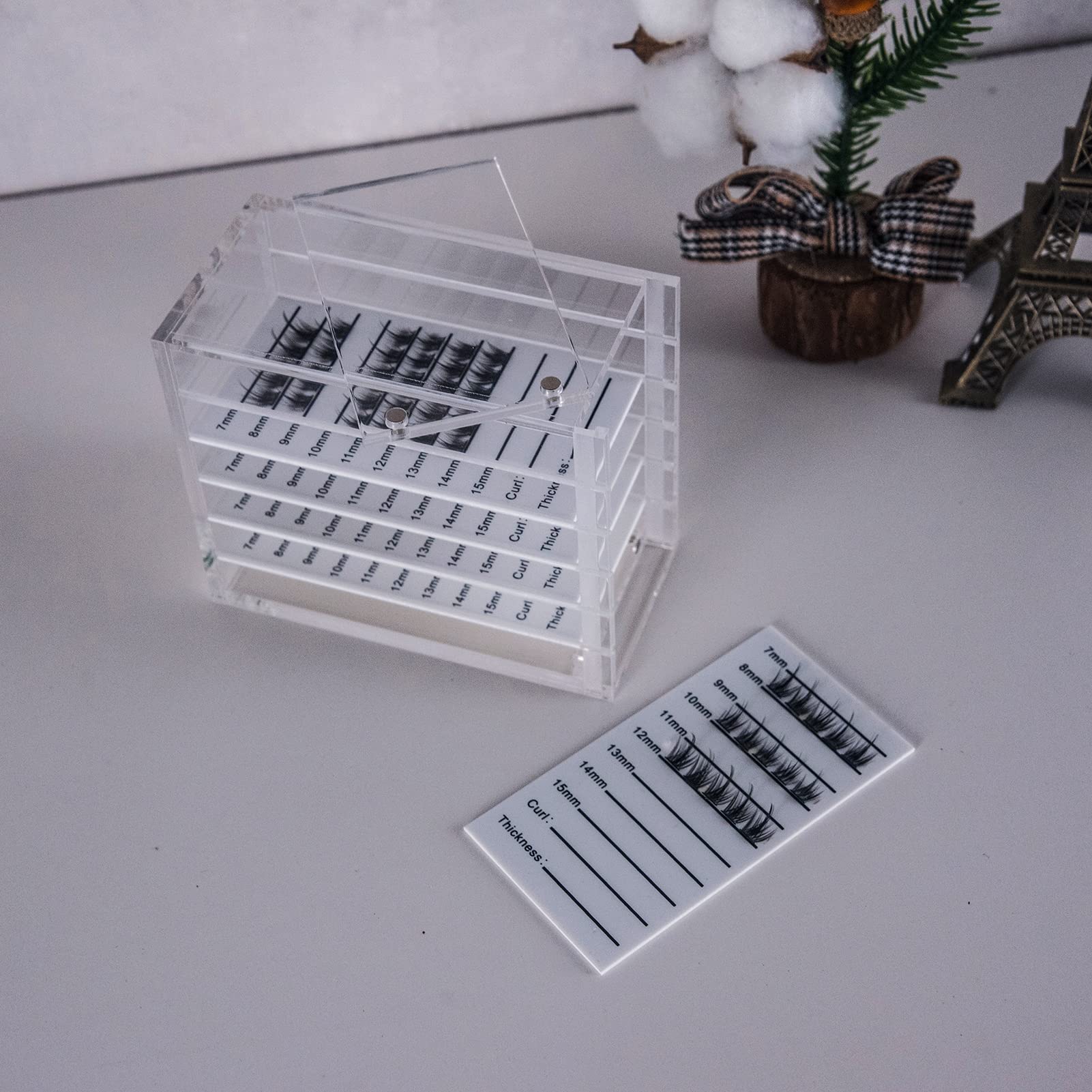 5-Layer Clear Acrylic Lash Organizer with Magnetic Cover - Professional Eyelash Extension Storage Tray for Salon & Home Use - Transparent Lash Tile System for Easy Organization