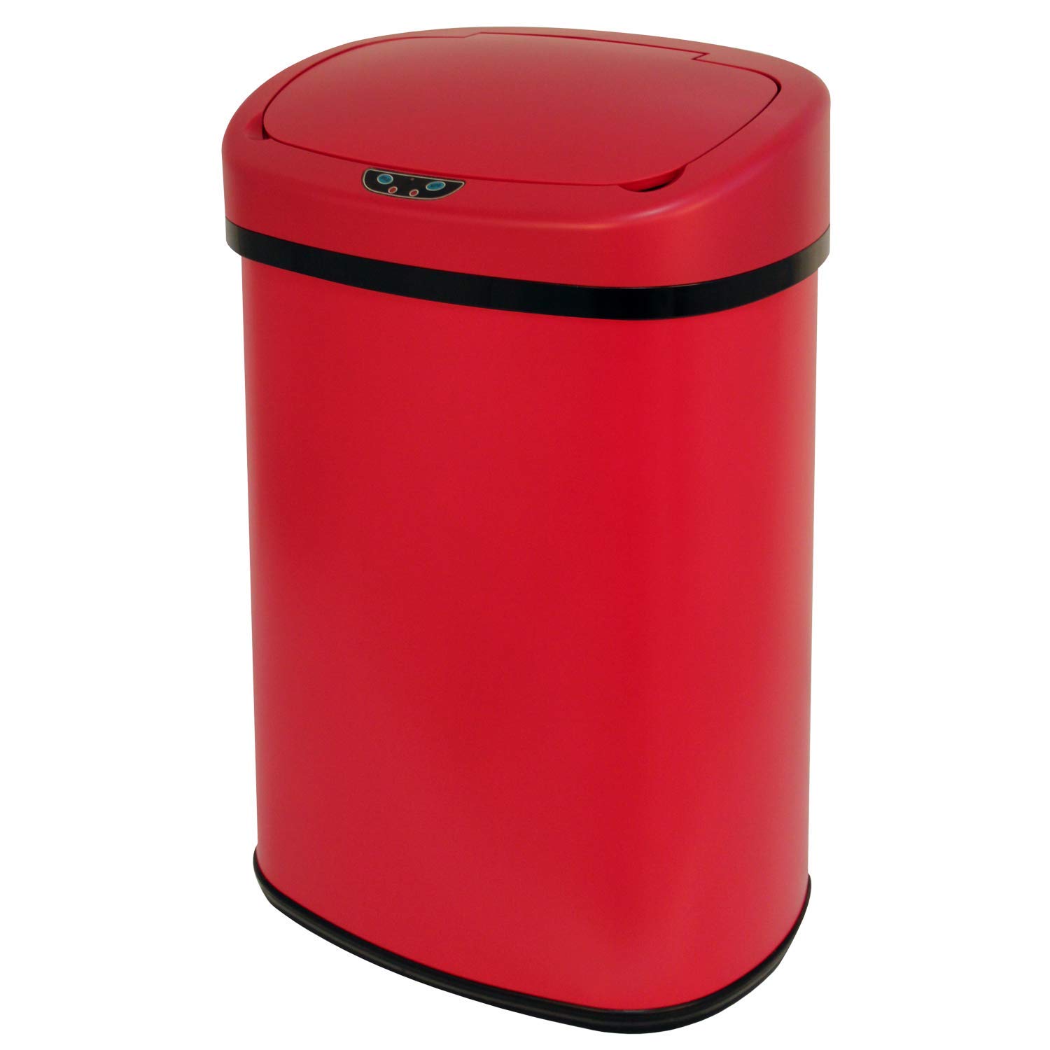HGS 13 Gallon Automatic Touchless Sensor Trash Can - Stainless Steel Kitchen Garbage Bin with Lid for Home, Office, Living Room & Bedroom (Red) | Hands-Free Waste Disposal for Hygiene & Convenience