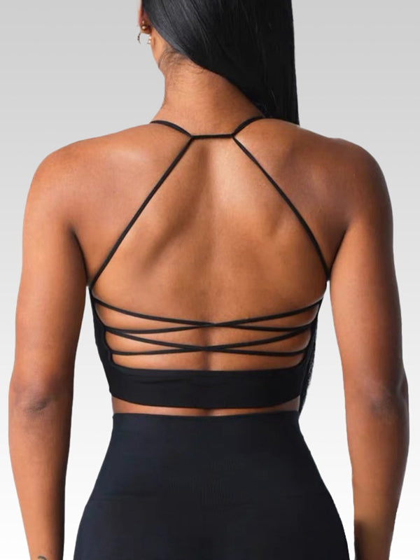 ZASUWA Women's Cross Back Yoga Sports Bra - High Support Workout Top for Running, Gym & Activewear - Comfortable & Breathable for Fitness & Yoga