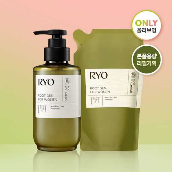 Ryo Root:Gen Hair Loss Treatment Shampoo for Women - 353ml Bottle + 353ml Refill Pack | Thinning Hair Care & Scalp Nourishment for Daily Use at Home or Salon