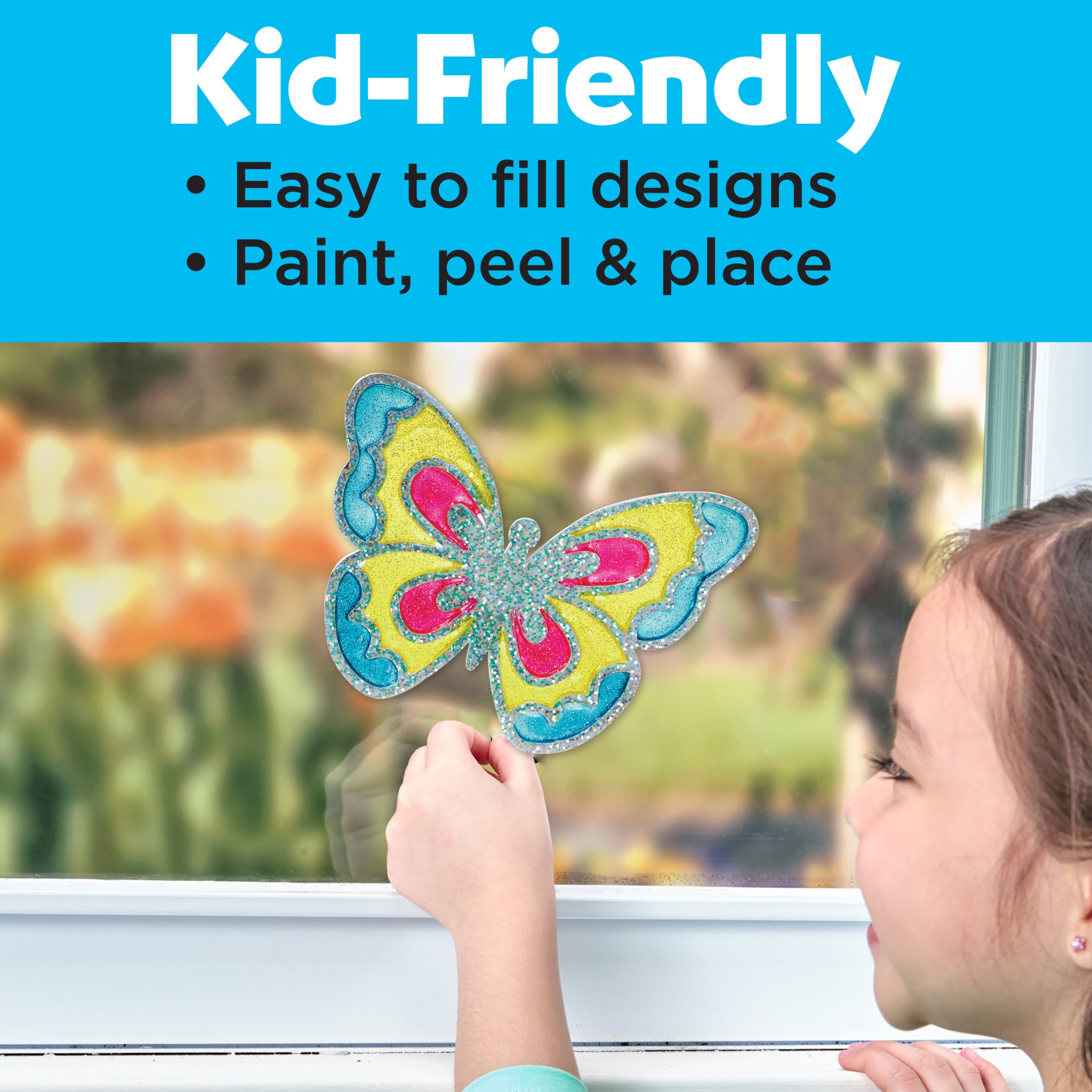 Easy Sparkle Window Art Kit - DIY Stained Glass Painting for Kids & Adults - Creative Home Decor & Party Activity #6272000 - Perfect for Holidays, Birthdays & Classroom Projects