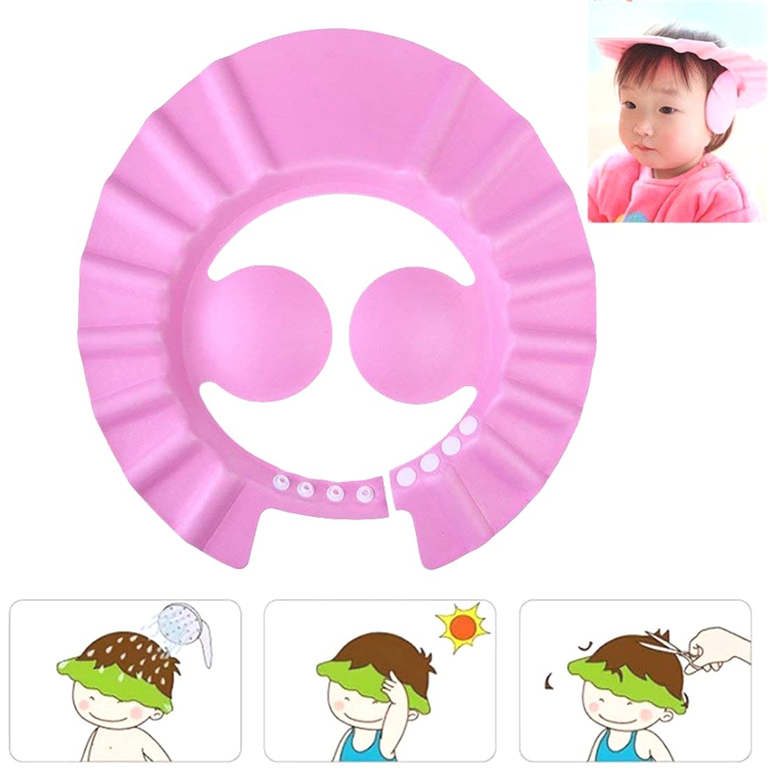 **Adjustable Baby Shower Cap - Soft & Safe Bathing Cap for Infants & Toddlers - Eye & Ear Protection - Waterproof Bath Time Accessory - Perfect for Baby Showers, Bathing, and Swimming (1 Pack, Yellow)**