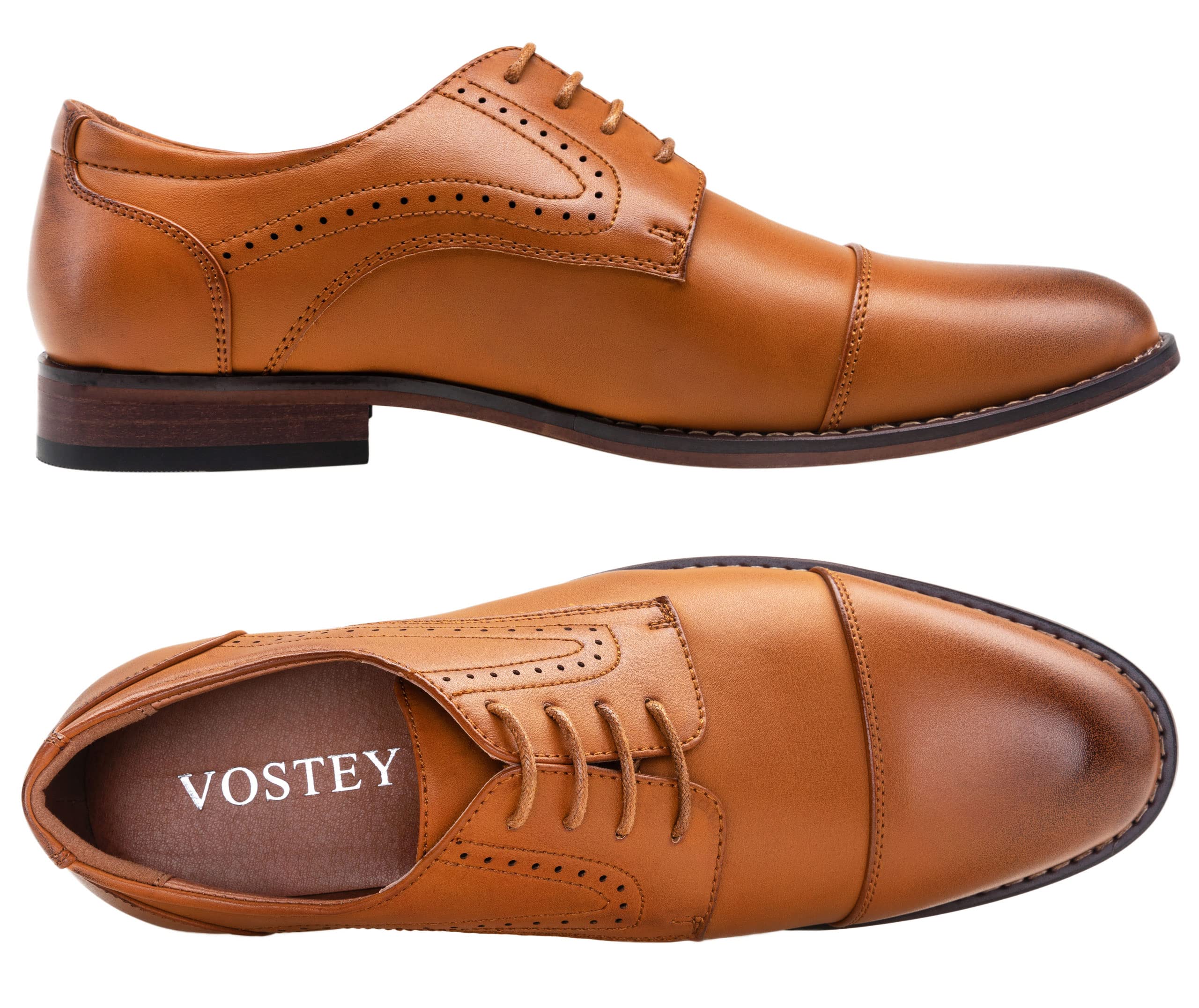 Vostey Classic Wingtip Brogue Oxford Dress Shoes for Men | Formal Business & Wedding Shoes | Premium Leather Comfortable Mens Dress Shoes for Office, Party & Special Occasions