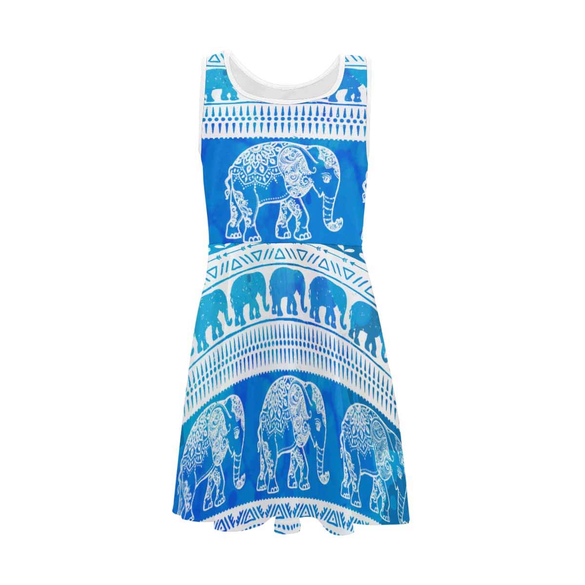 **InterestPrint Girls' Sleeveless Summer Dress - Casual & Party Wear, Easter Holiday Blue Eggs Print (Sizes 2T-XL) - Perfect for Beach Outings, Birthday Parties & Family Gatherings**