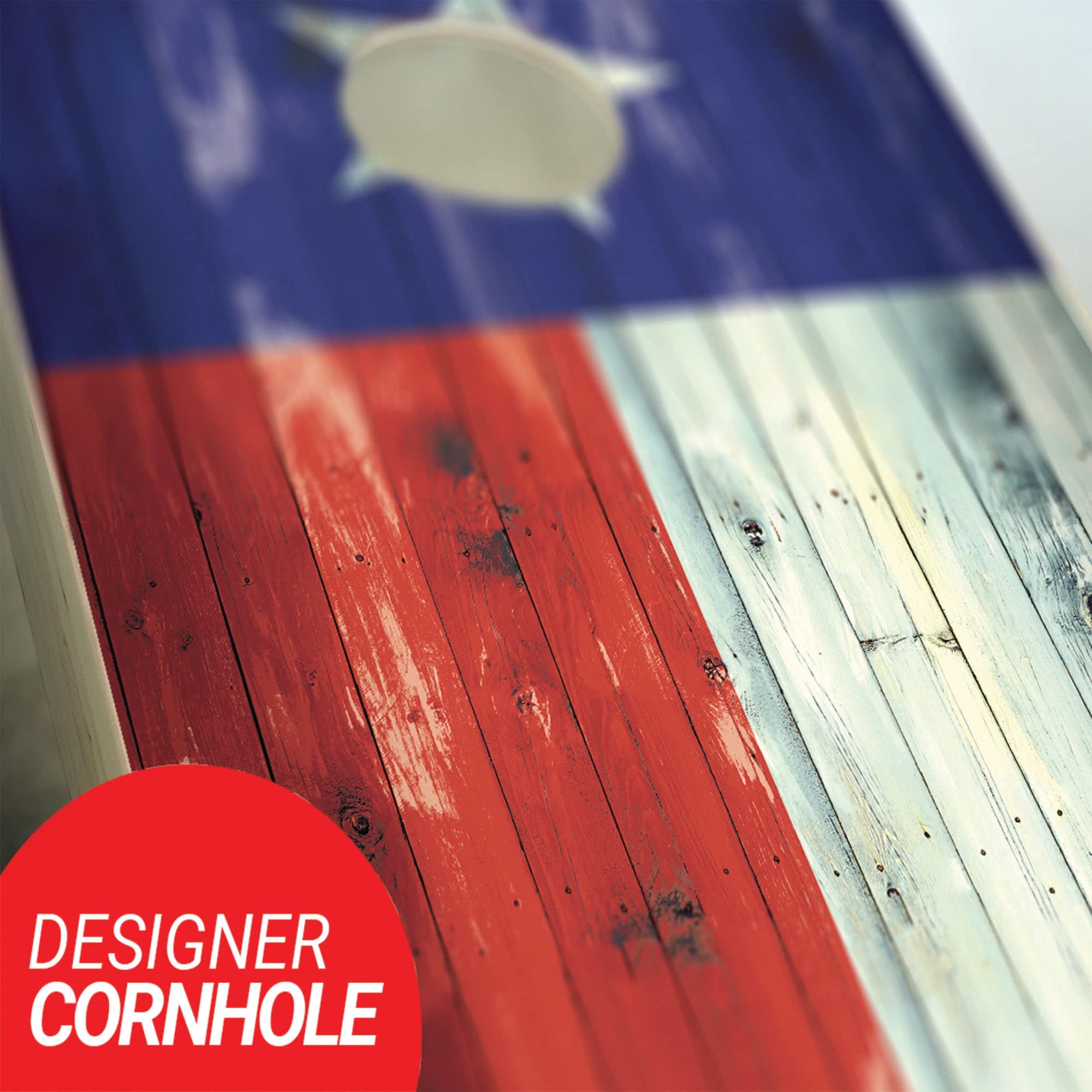 Skip's Garage Texas Distressed State Flag Cornhole Board Set - Regulation Size Cornhole Game with Boards, Optional LED Lights & Carrying Cases - Perfect for Backyard BBQs, Tailgating & Outdoor Parties