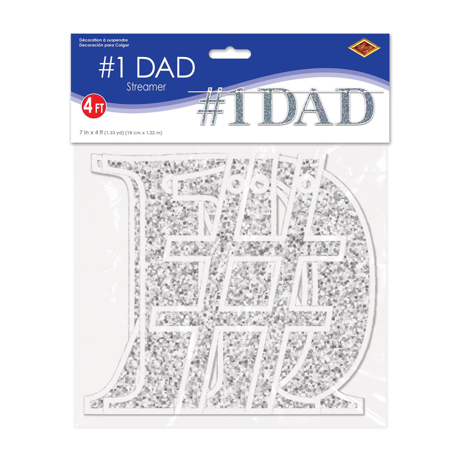 12 Pack Beistle #1 Dad Streamers for Father's Day - Patriotic Party Decorations for Dad's Birthday, BBQ, Graduation & Retirement Celebrations
