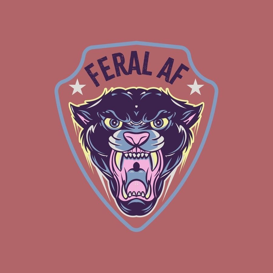 Women's Feral AF Mom Boyfriend Fit T-Shirt - Heather Mauve | Soft Relaxed Fit Tee for Casual Wear, Lounge & Everyday Outfits