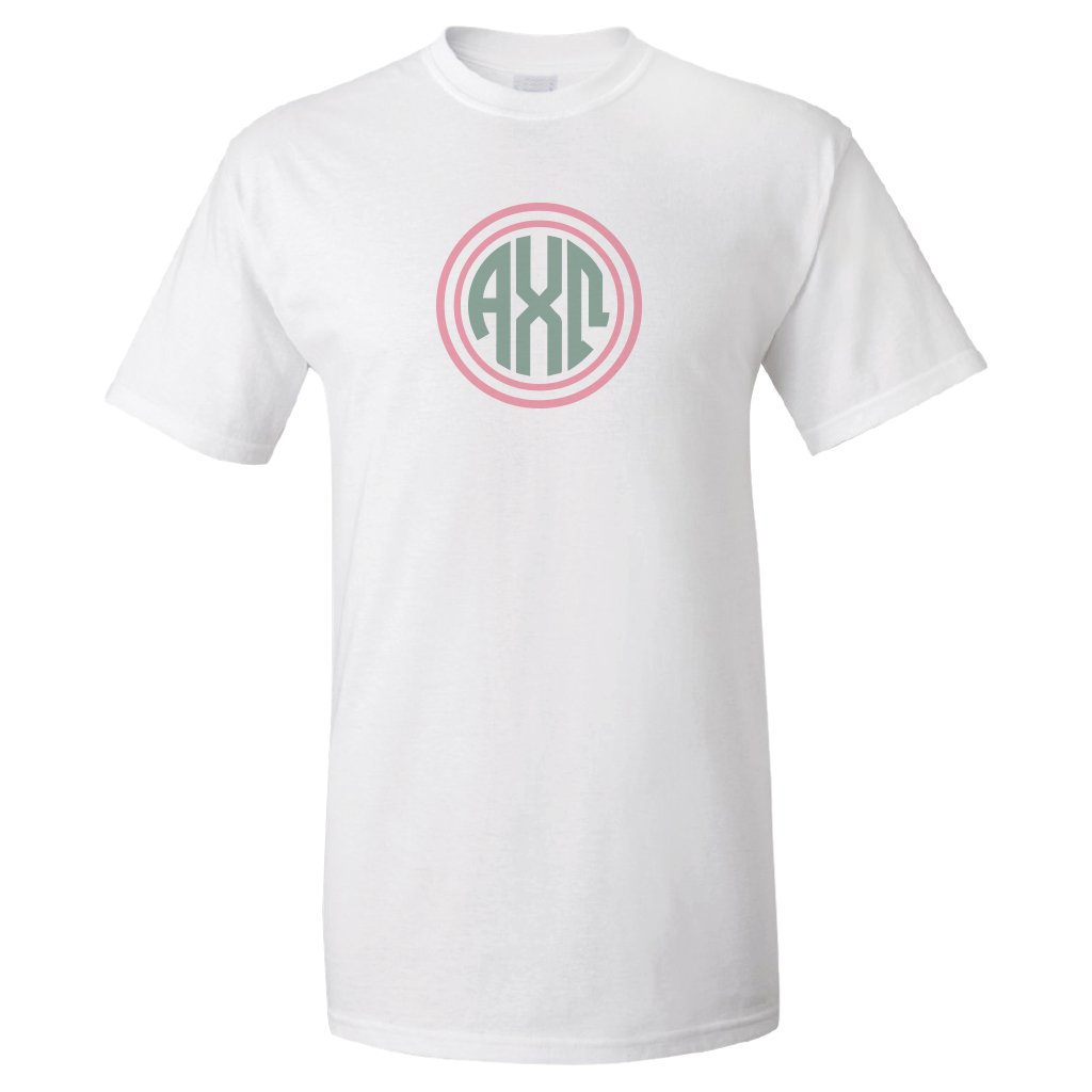 Alpha Chi Omega Monogram T-Shirt | Custom Greek Letter Apparel | VictoryStore Apparel | Perfect for Sorority Events, College Spirit Wear & Sisterhood Gifts