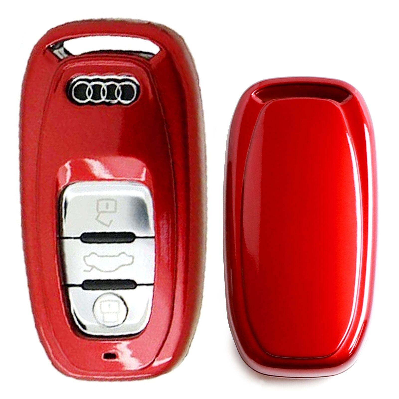 Premium Gloss Red Replacement Key Fob Cover for Audi A1 A3 A4 A5 A6 A7 A8 - Exact Fit Smart Remote Shell - Durable & Stylish Car Accessory for Key Protection & Customization