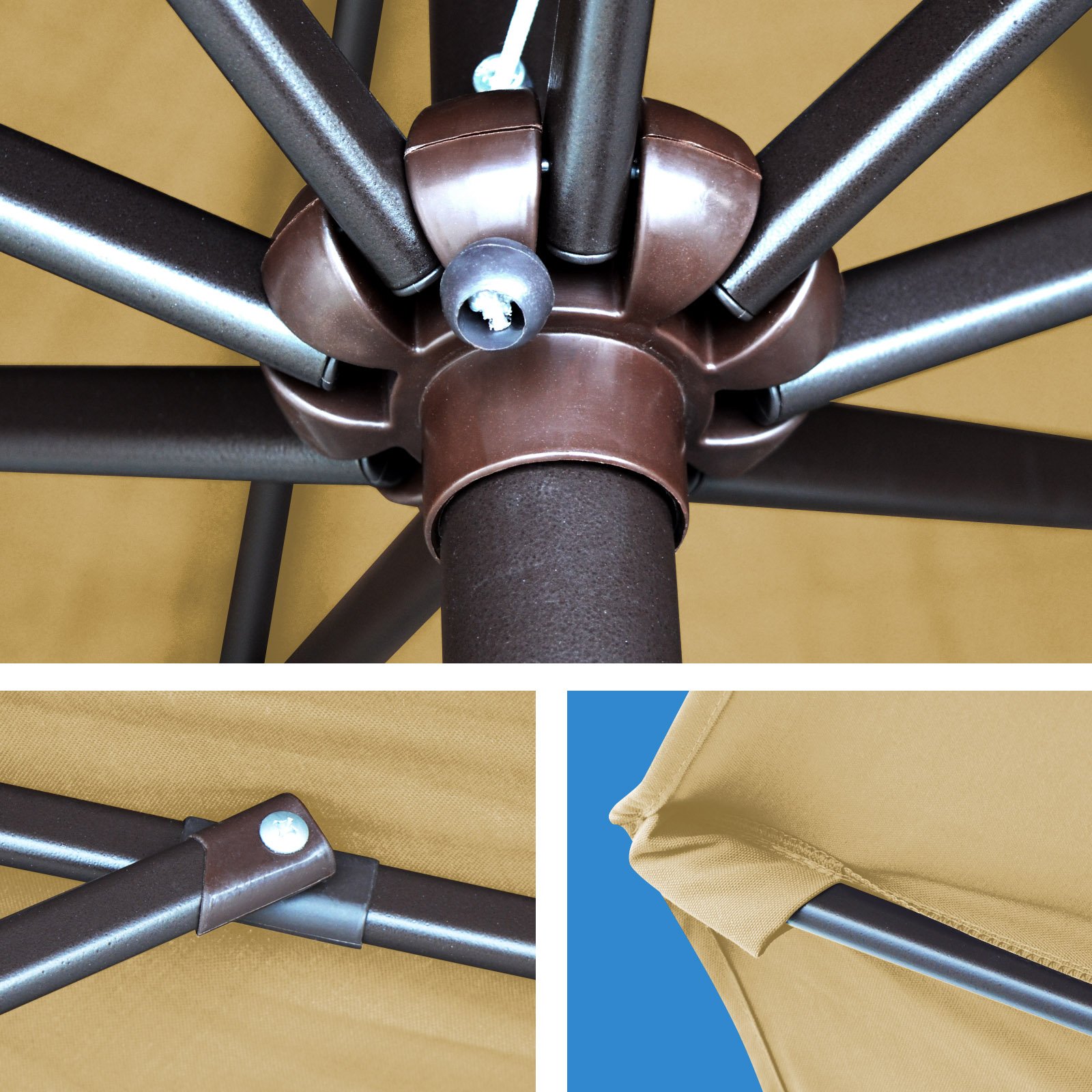 BenefitUSA 9 Ft Outdoor Patio Umbrella with Auto Tilt & Crank - Aluminum Frame, 8 Ribs & Polyester Cover (Beige) - Perfect for Poolside, Backyard, and Beach Shade
