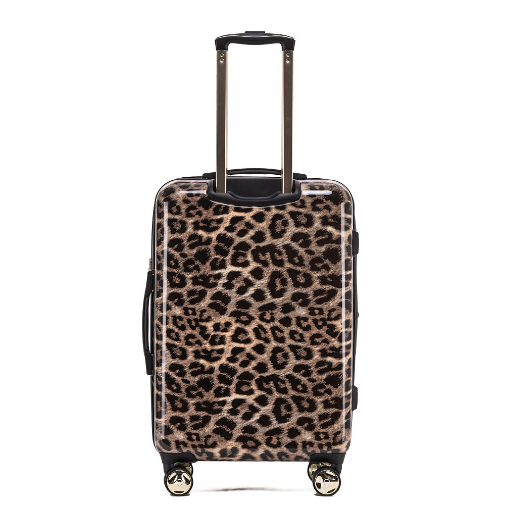 Tosca 25 Inch Medium 4 Wheel Hard Shell Suitcase - Leopard Print Luggage for Travel, Business Trips & Vacation | Durable Spinner Carry-On with Smooth Rolling Wheels