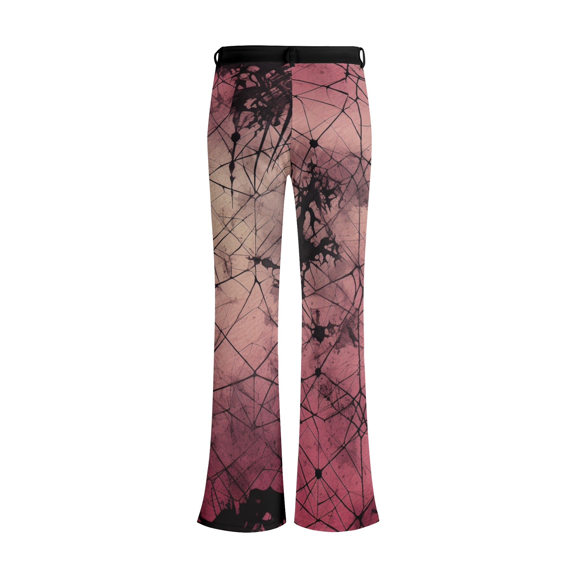 Gothic Flare Pants for Women - High Waisted Vintage Bell Bottom Trousers in Pink | Retro 70s Style Fashion, Boho Hippie Outfit for Concerts & Halloween Costume