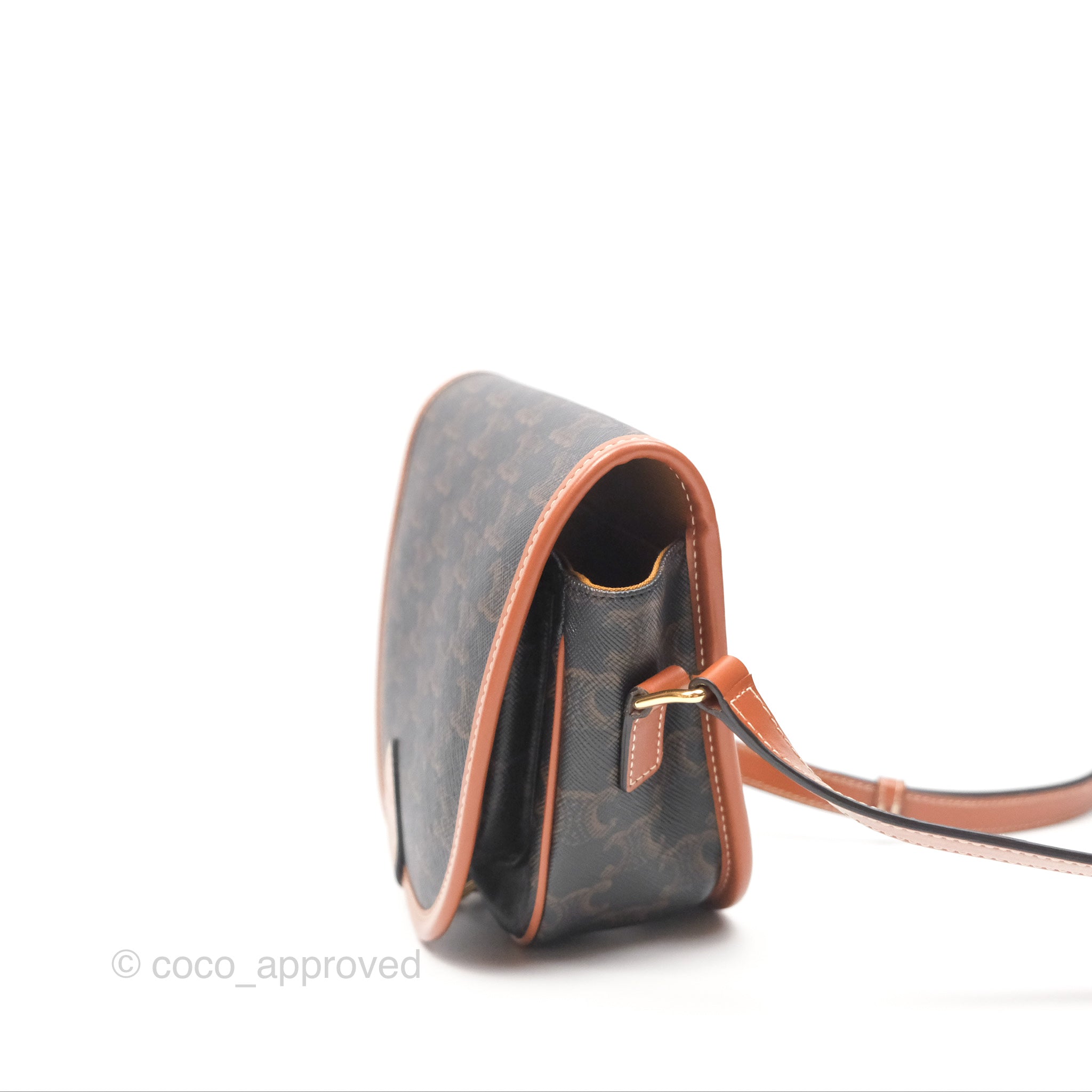 Celine Medium Triomphe Canvas Folco Bag in Tan - Luxury Crossbody Handbag for Women, Perfect for Work, Travel & Everyday Use