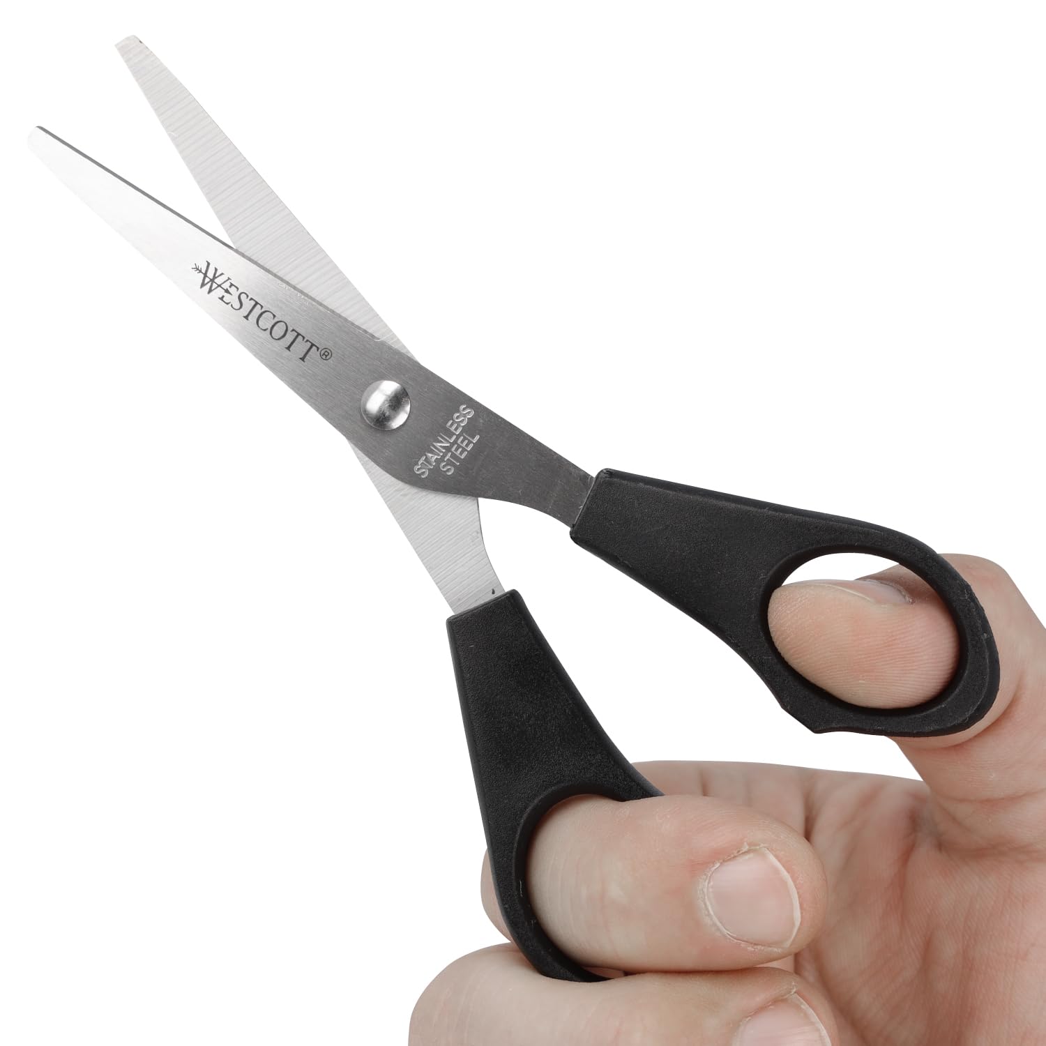 Westcott 5-Inch Stainless Steel Scissors with Black Plastic Handles - Ultra Sharp Blades for Office, Home & Craft Use - Perfect for Paper Cutting, Fabric, DIY Projects & Everyday Household Tasks - Model E-31150 00