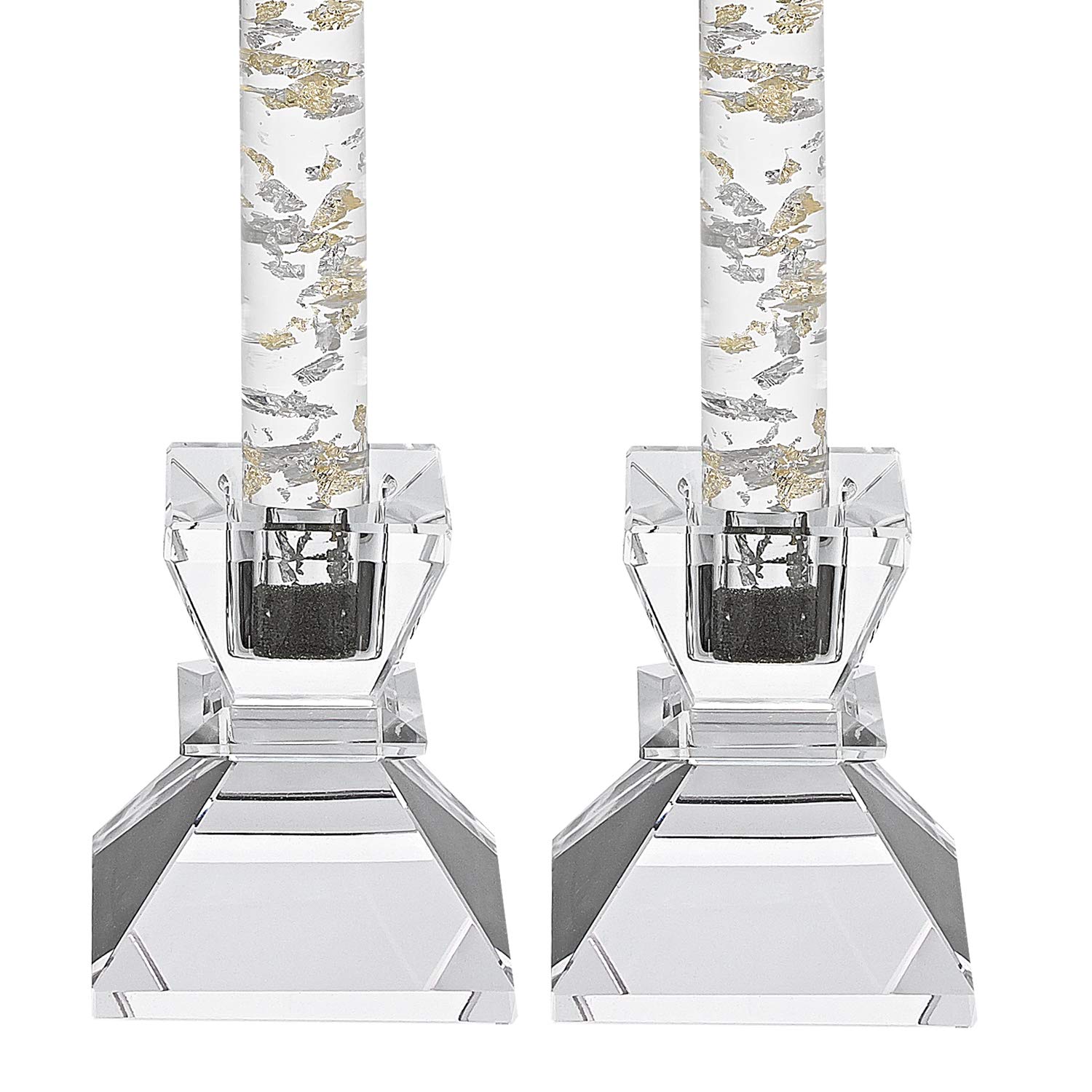 Handcrafted Clear Crystal Candle Holders Set of 2 - Elegant Home Decor for Wedding Centerpieces, Dining Table, and Romantic Ambiance