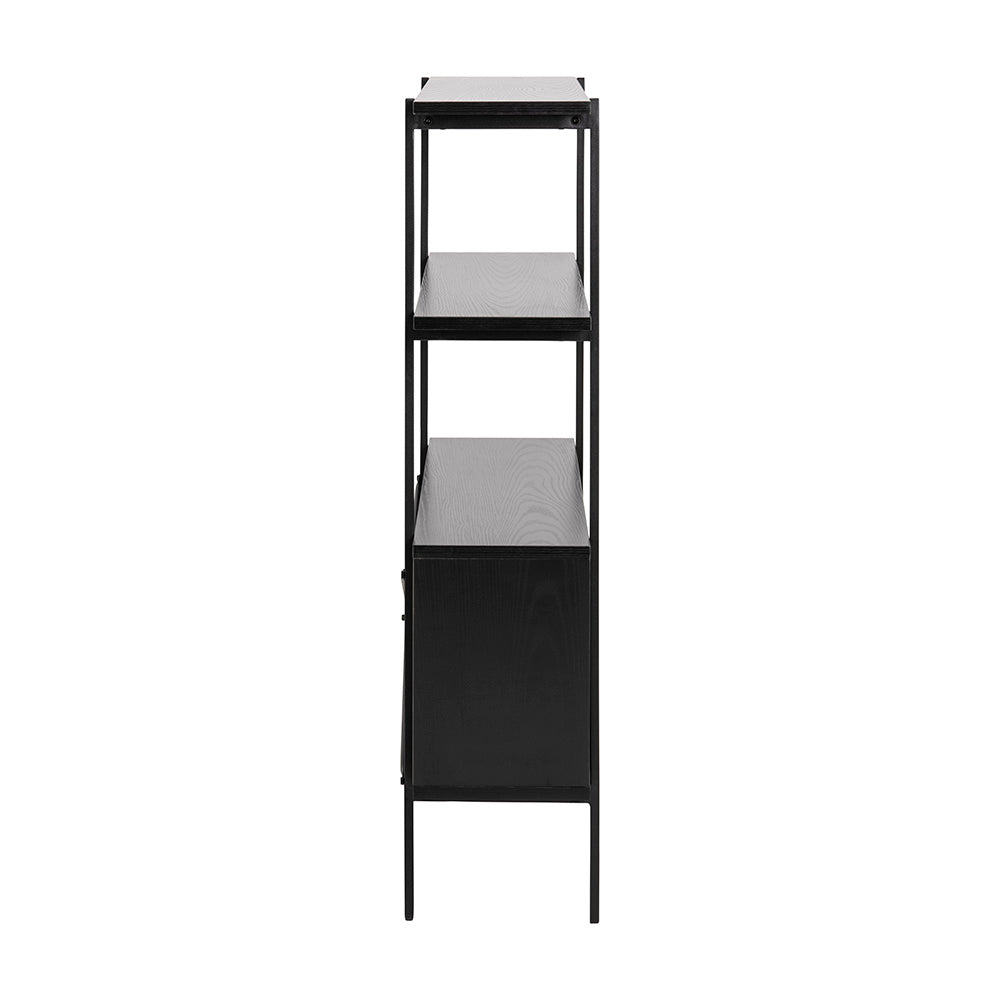 KREMAN 94cm Black Display Unit - Modern TV Stand for Living Room, Bedroom & Office - Durable Entertainment Center with Ample Storage Space