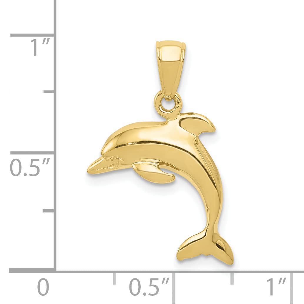 10K Solid Yellow Gold Sea Dolphin Necklace - Ocean Fish Pendant Jewelry for Women - Perfect Summer Beach Nautical Charm Gift for Her | Birthday, Anniversary, Valentine's Day