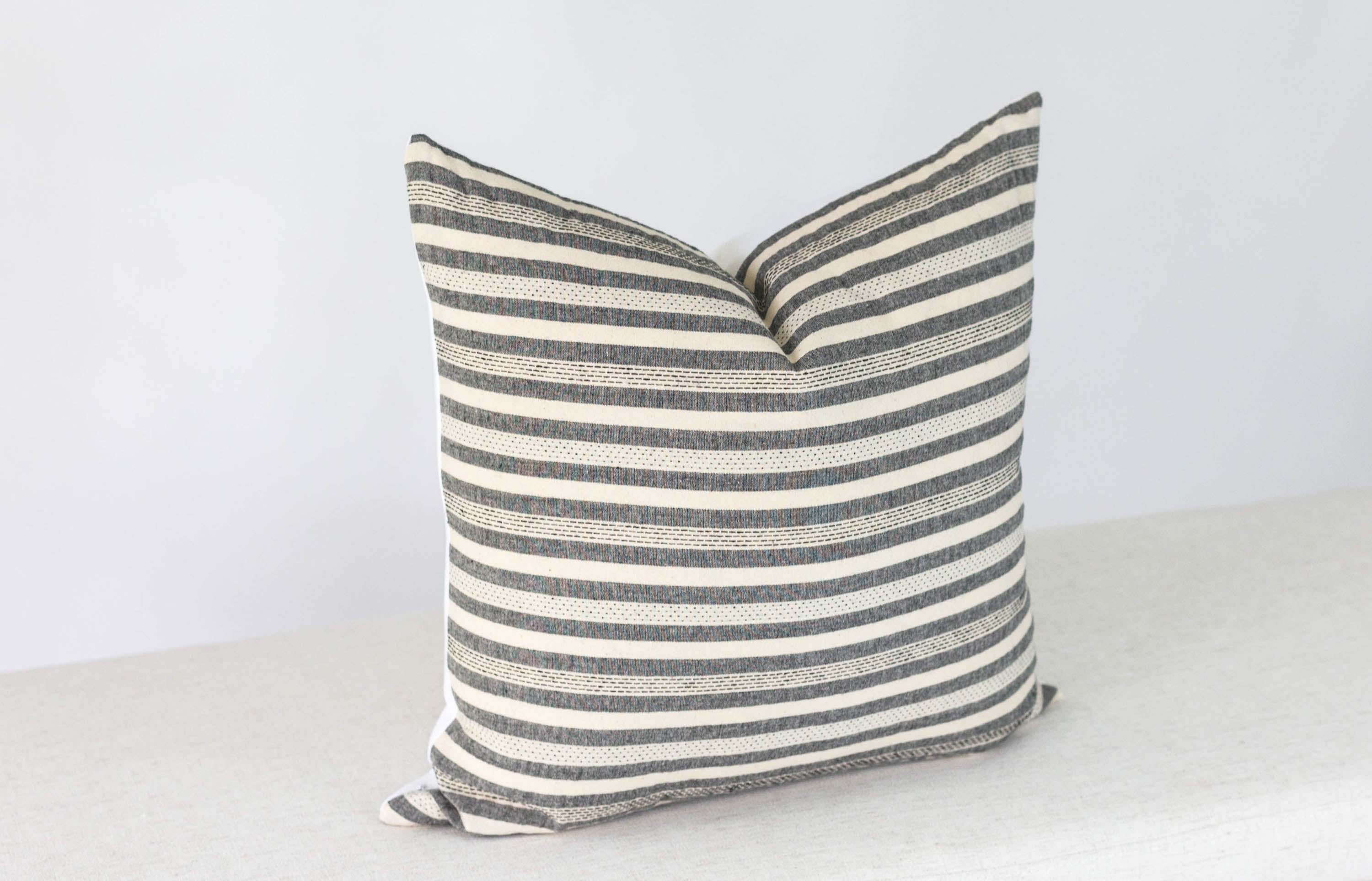Boho Stripe Pillow Cover - 18x18 Inch Decorative Cushion Case for Sofa, Bed, Couch - Soft Cotton Linen Blend - Perfect for Bohemian, Farmhouse & Eclectic Home Decor