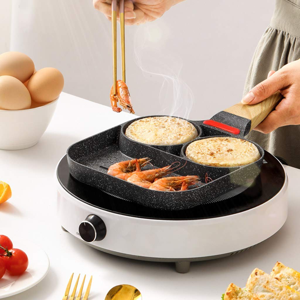 3-Hole Nonstick Omelet Frying Pan for Burgers, Eggs & Ham - Aluminum Alloy Breakfast Maker - Perfect for Cooking Omelets, Pancakes & Fried Eggs - Ideal for Home Kitchen, Camping & Quick Breakfasts