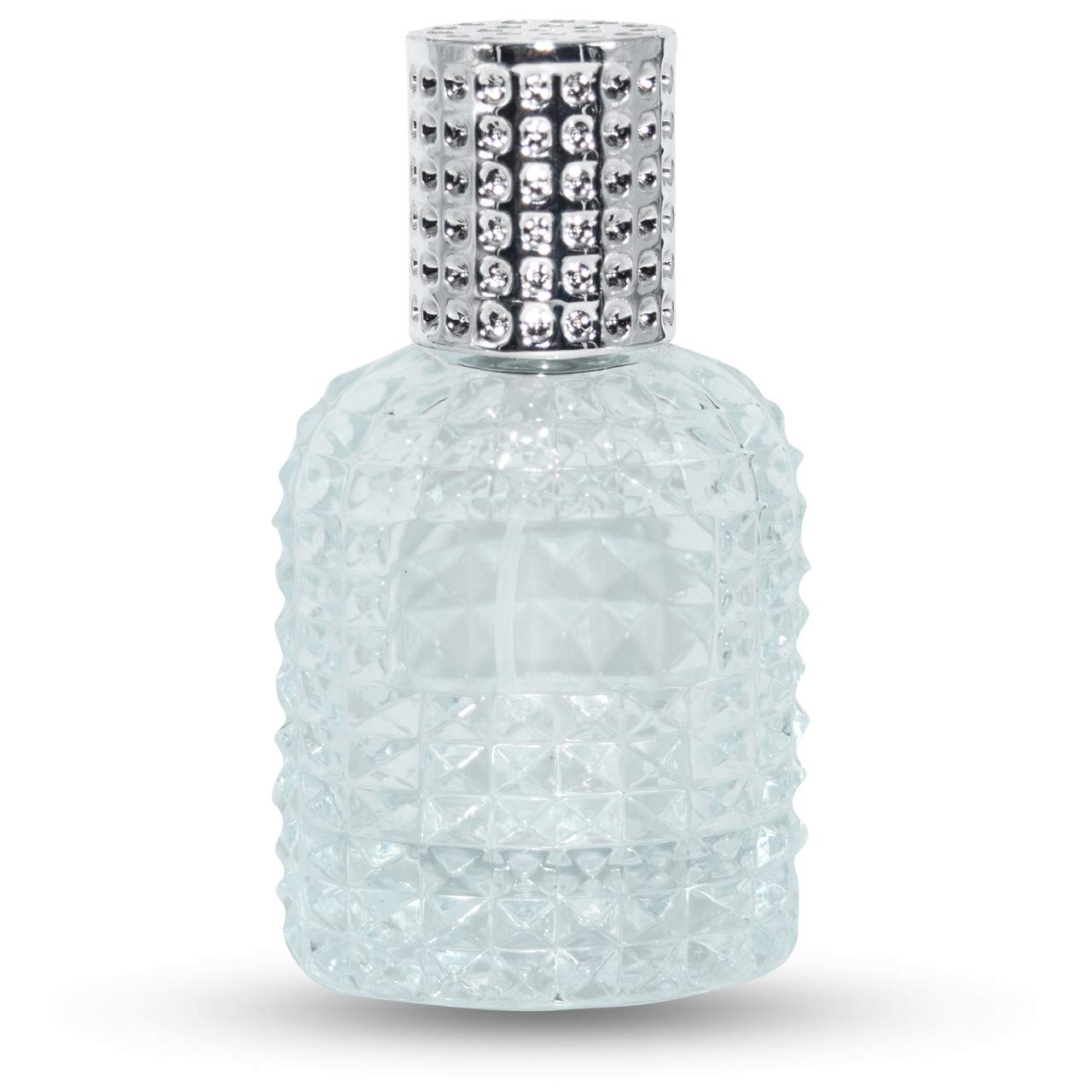 50ml Silver Refillable Glass Bottle with Spray Pump & Cap - DIY Perfume, Essential Oils, Blends, Rose Water - Travel Size, Home & Beauty Storage (Pack of 2)