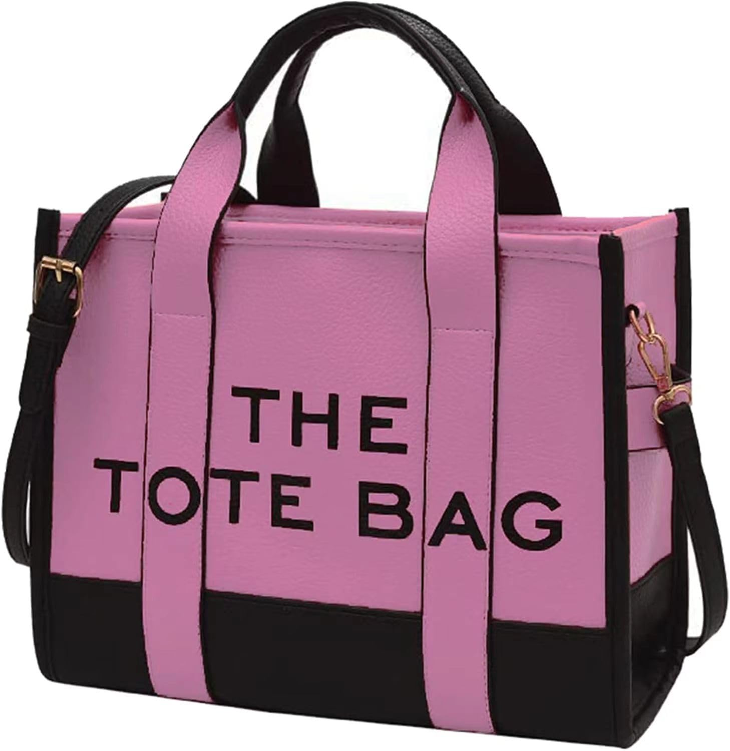 NEGBIU Women's PU Leather Tote Bag - Stylish Shoulder, Crossbody & Handbag for Work & Travel - 10.6x13x6.3 Inches (Pink) - Perfect for Office, Commuting & Weekend Getaways