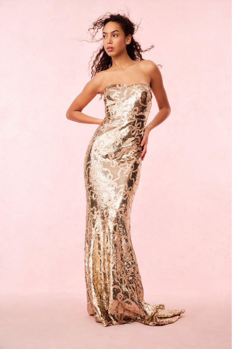 Elegant Sencha Sequin Strapless Evening Gown for Prom, Wedding & Formal Events - Shimmering Beaded Mermaid Dress with Sweetheart Neckline