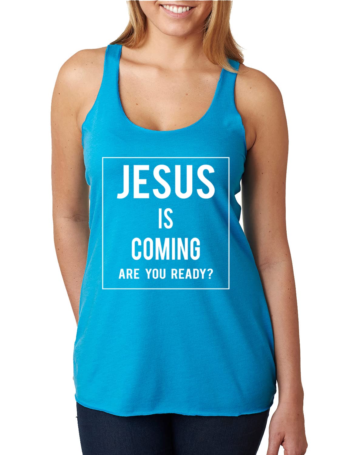 Jesus is Coming Are You Ready? Inspirational Christian Tri-Blend Racerback Tank Top - Comfortable & Stylish for Church, Bible Study & Everyday Faith Wear